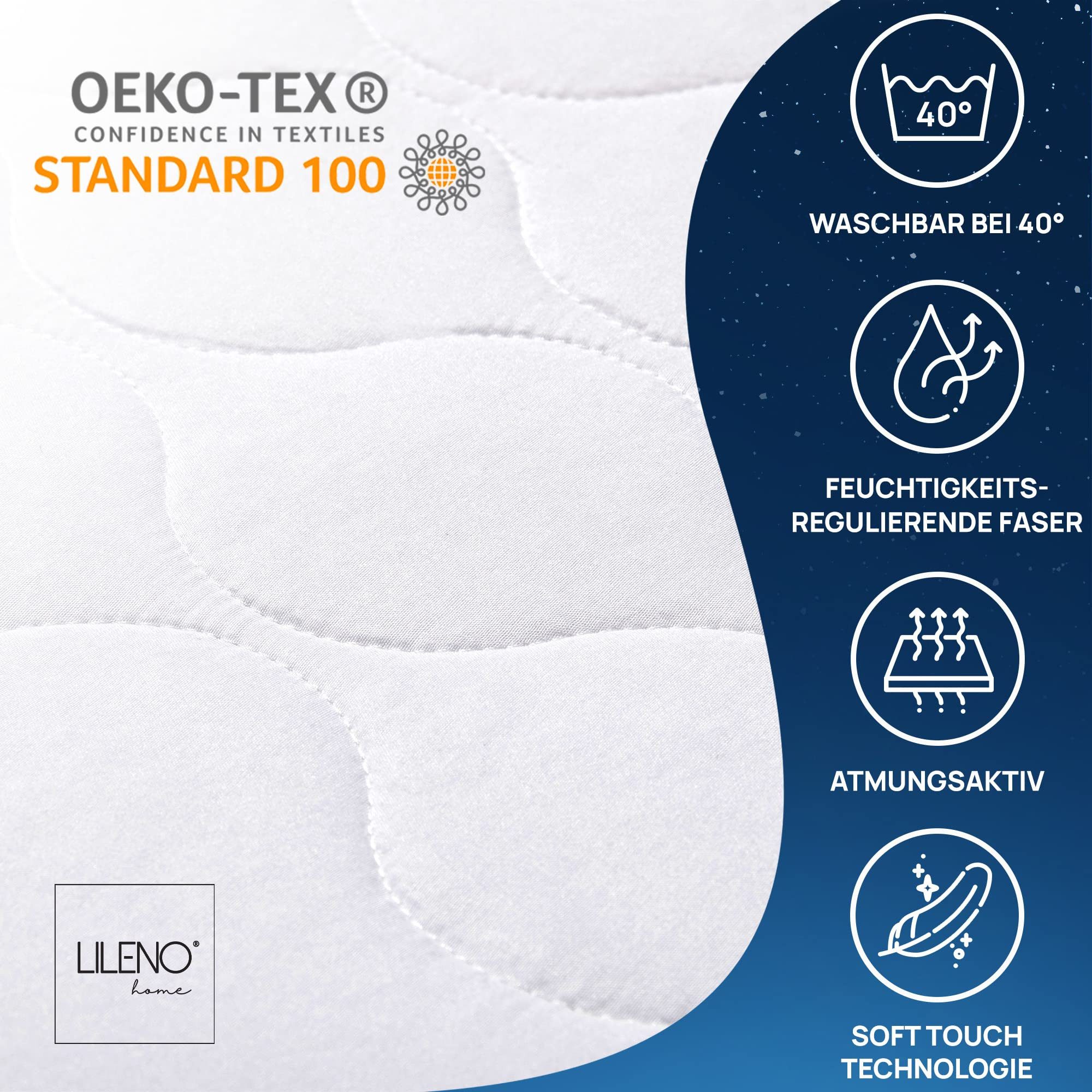 Matratzenschoner mit Reißverschluss - waschbarer Matratzenschoner ideal für Allergiker LILENO HOME, 80 x 200 cm – Bild 4 von 5