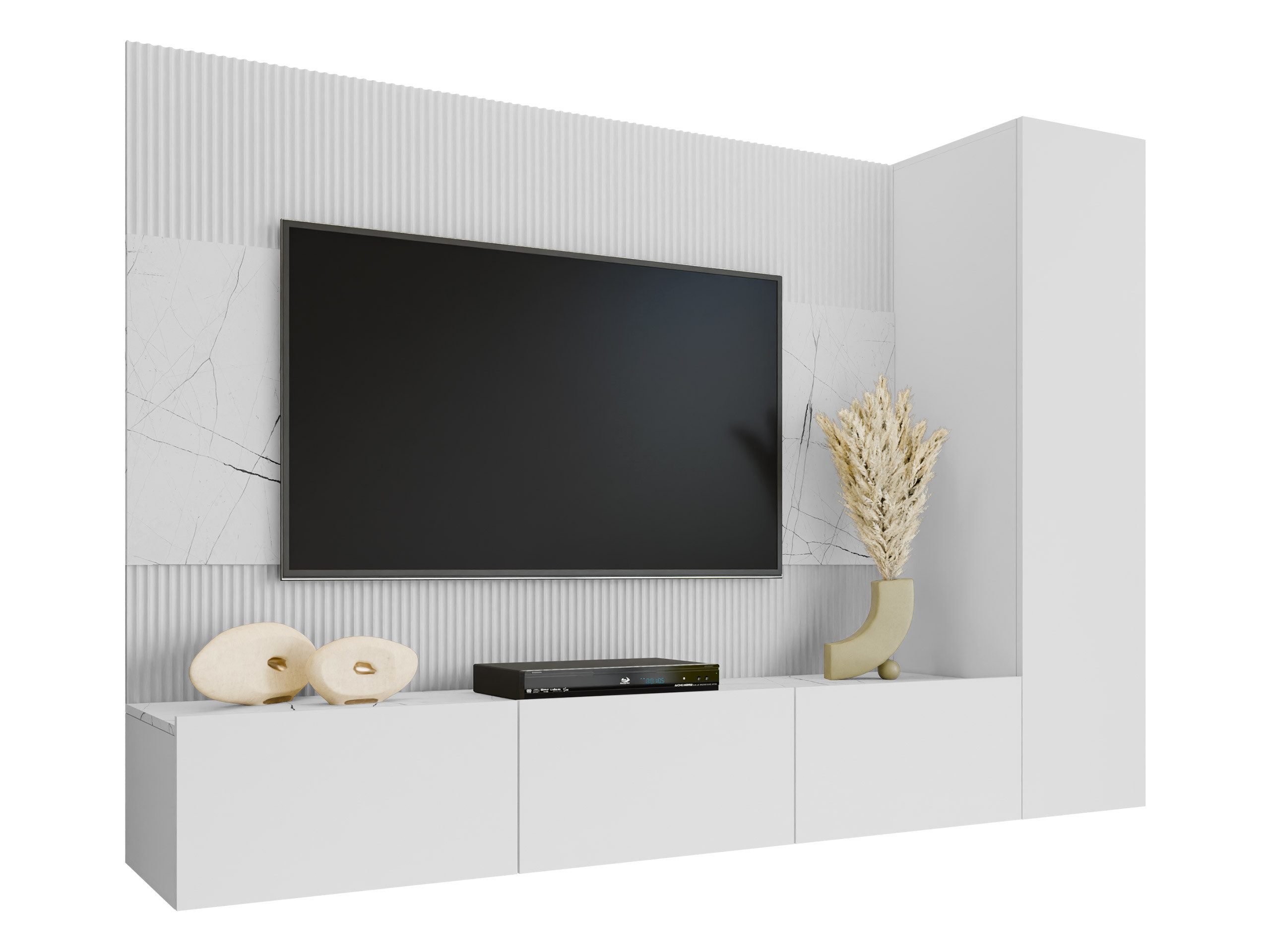 MIRJAN24 Wohnwand Deromi VI, (3er-Set, TV-Lowboard, Hängeschrank), Grifflos günstig online kaufen