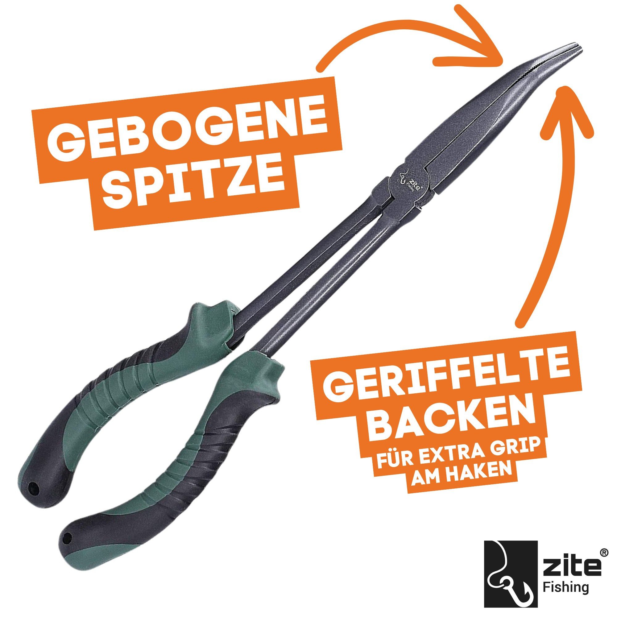 Zite Anglerzange Hakenlöser-Zange XXL, gebogen für mühelose Hakenentfernung