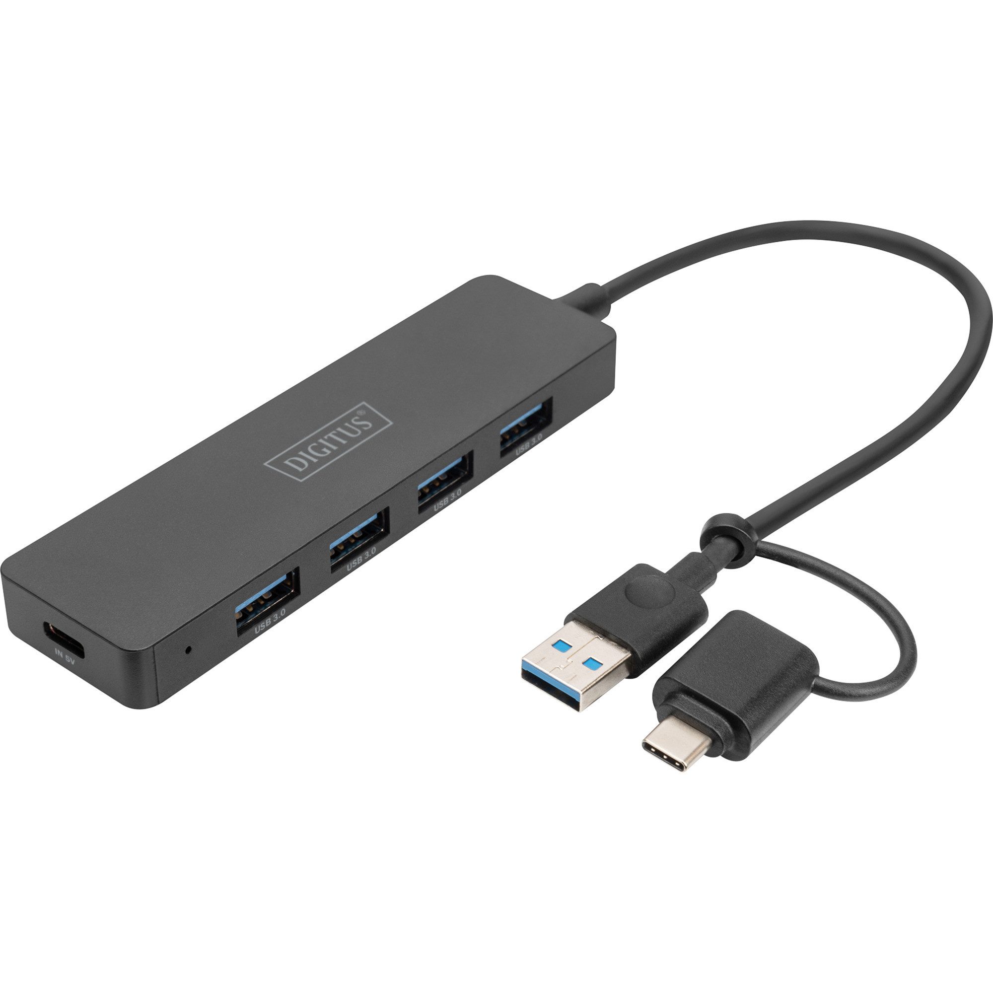 Digitus Digitus USB 3.0 Hub 4-Port Slim Line, USB-Hub Computer-Adapter