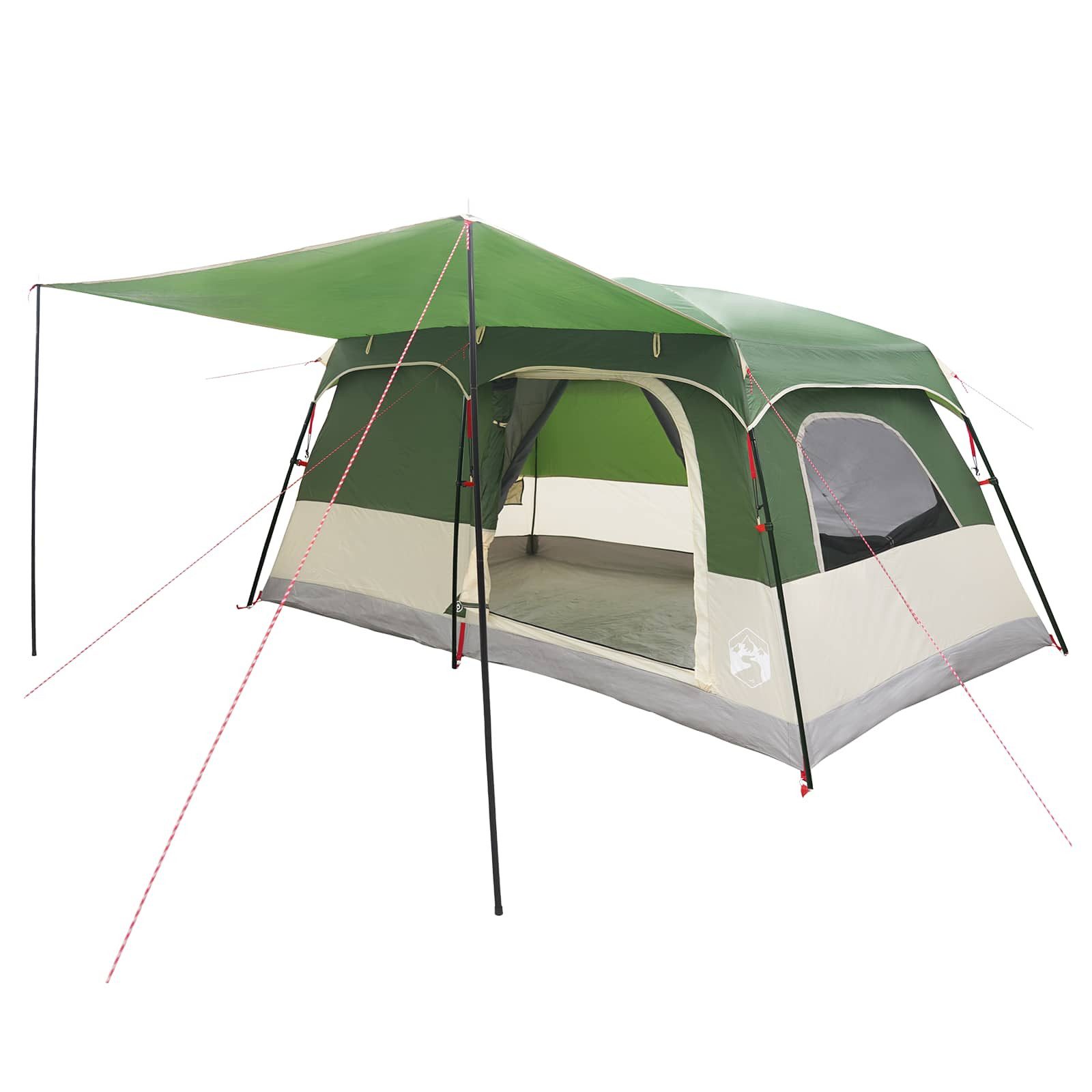 vidaXL Kuppelzelt Familienzelt 10 Personen Grün Polyester und Stahl, (1 tlg)