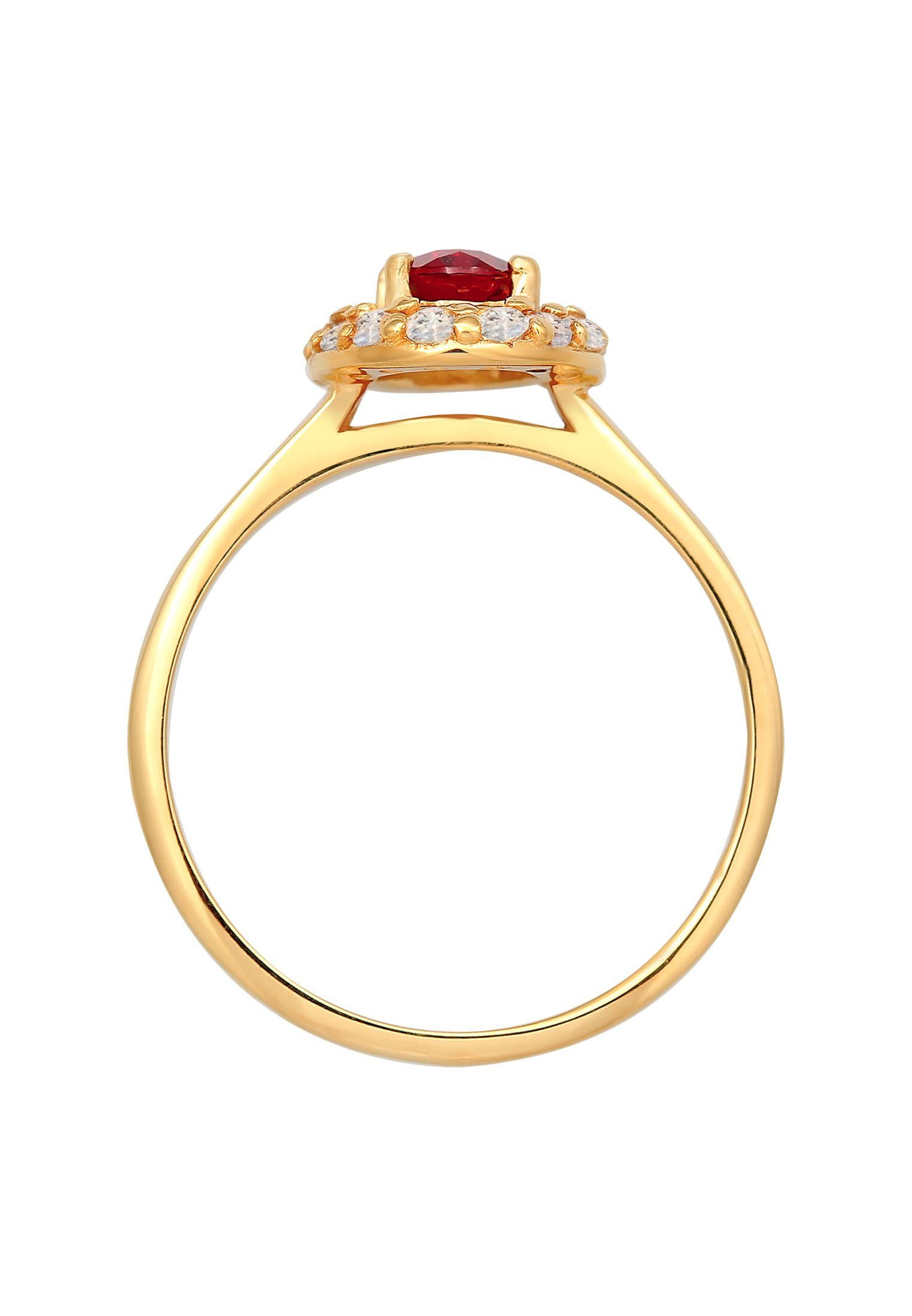 Elli Premium Fingerring Granat Topas Klassik 585 Gelbgold, Oval