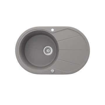 Bergstroem Küchenspüle Granitspüle Einbauspüle 780x500mm BERGSTROEM Beton, oval, 78/50 cm, beidseitig montierbar