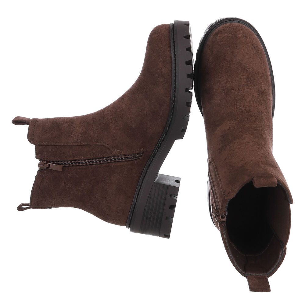 Ital-Design Bequemer Schlupfschuh für Damen mit stilvollem Design Chelseaboots (90927444) Blockabsatz Stiefeletten in Braun