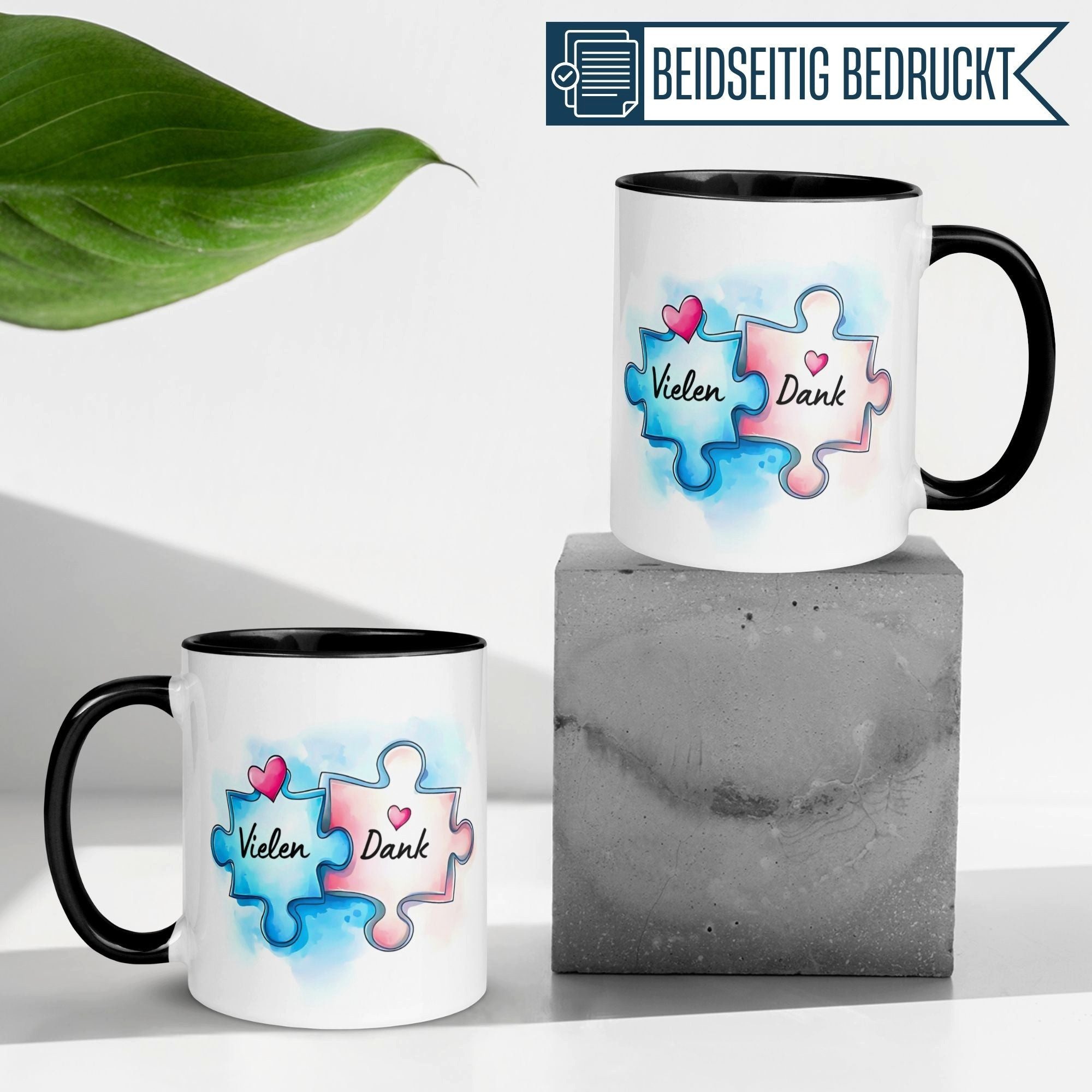 Momentals Tasse Danke – „Vielen Dank als Puzzleteile“ – Dankeschön Geschenke Becher, Gratis Versand · Links-&Rechtshänder · Spülmaschinenfest