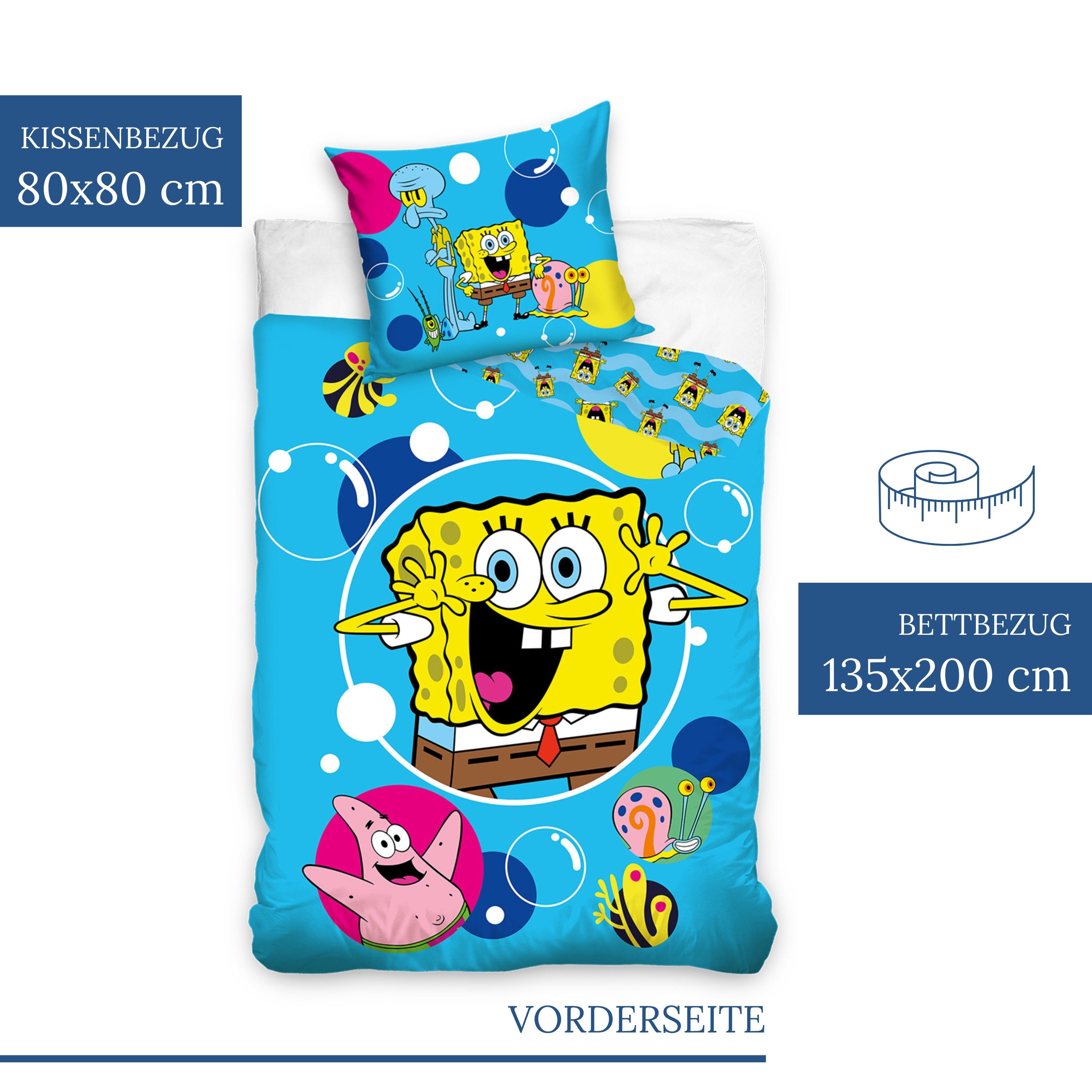 MTOnlinehandel Kinderbettwäsche SpongeBob Schwammkopf 135x200 + 80x80 cm, 1 günstig online kaufen