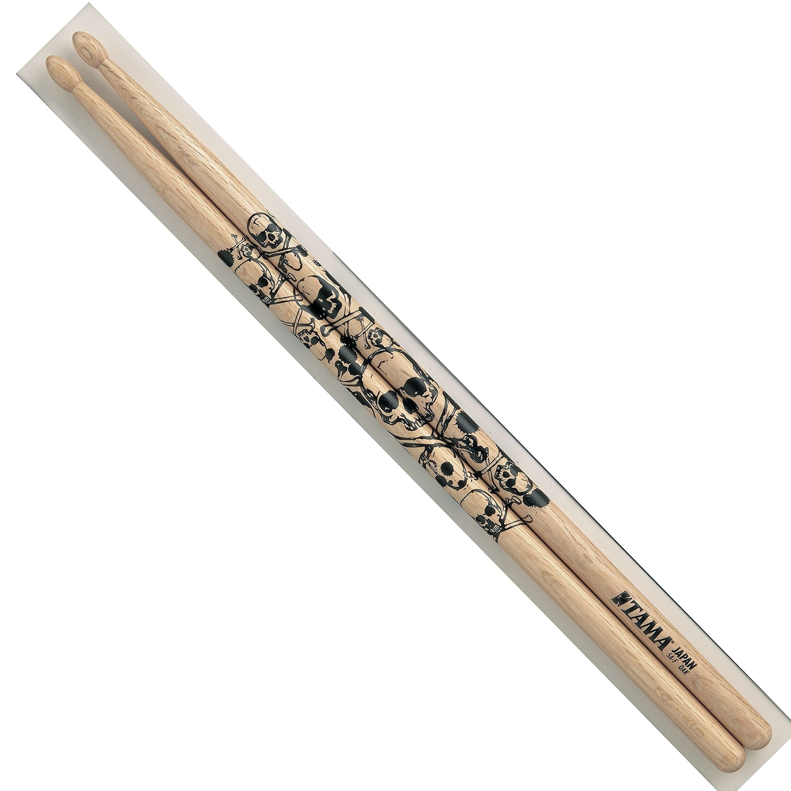 Tama Drumsticks (Sticks, Beater und Mallets, Drumsticks Holztip), 7A Sticks O7A-S "Skull", Natur, schwarzer Druck - Drumsticks