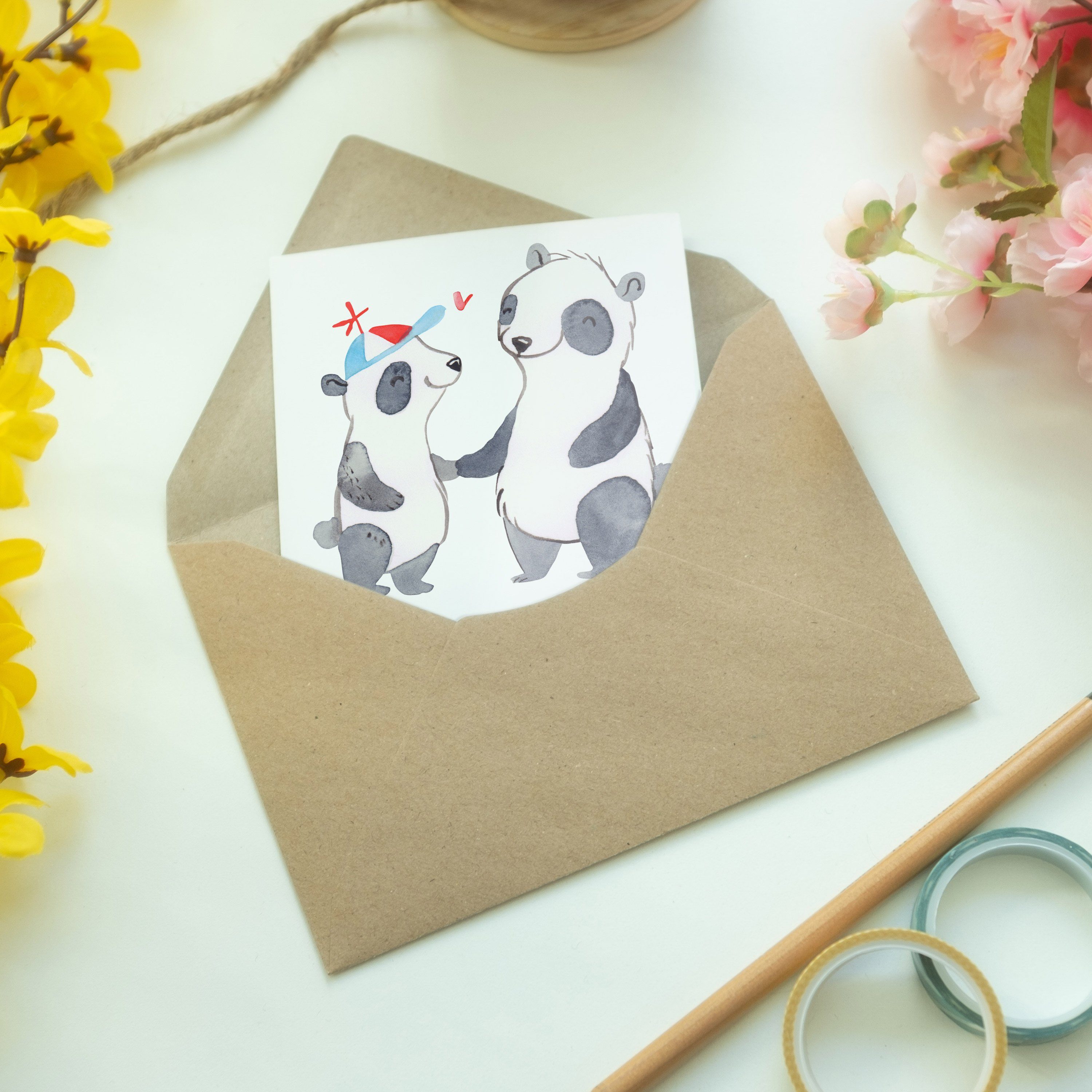Mrs. Bester Mr. Geschenk, Einladungsk Panda - & der Welt Grußkarte Panda Cousin - Weiß Schenken,