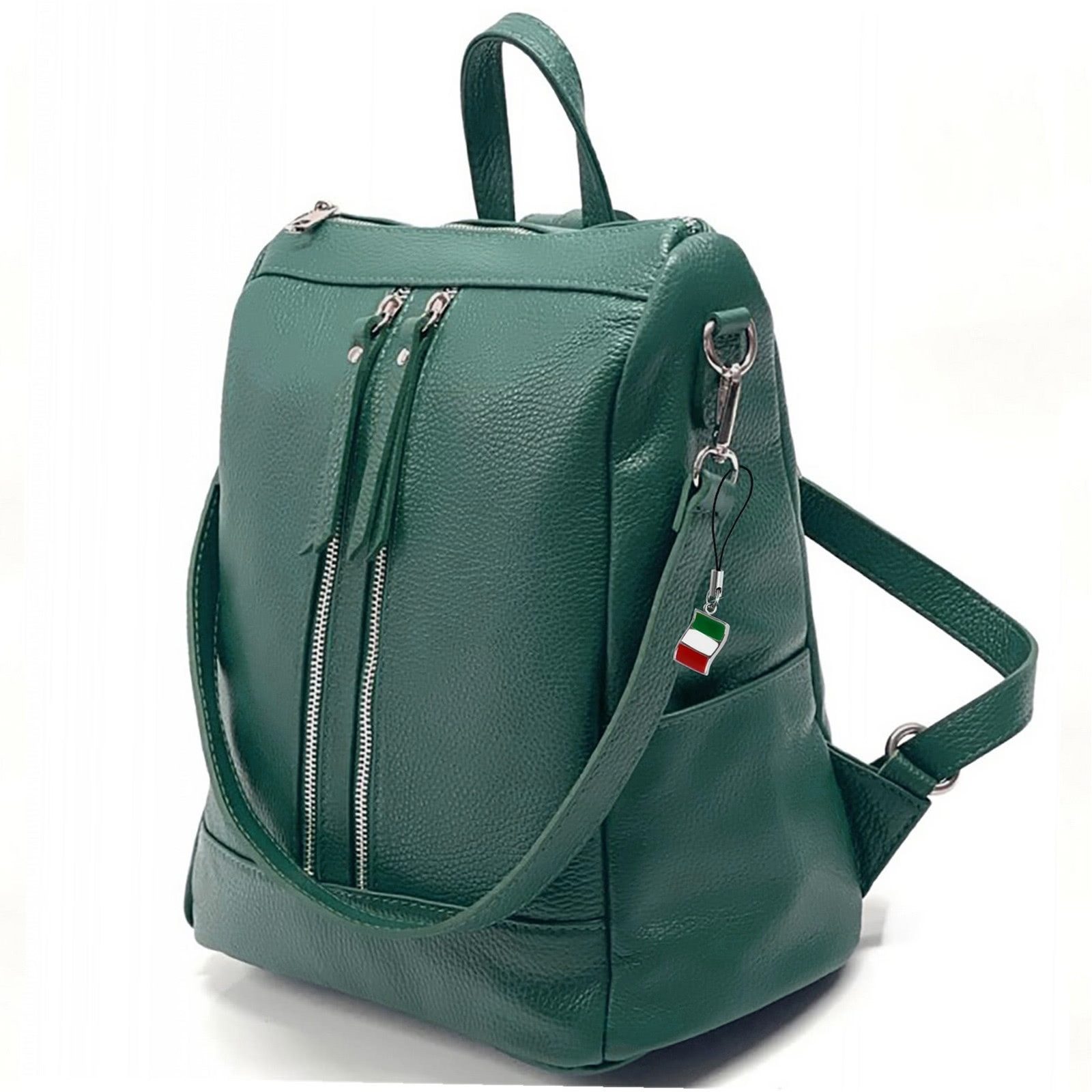 FLORENCE Cityrucksack Florence Rucksack Damen Echtleder, Damen Leder Cityrucksack, türkis ca. 30cm