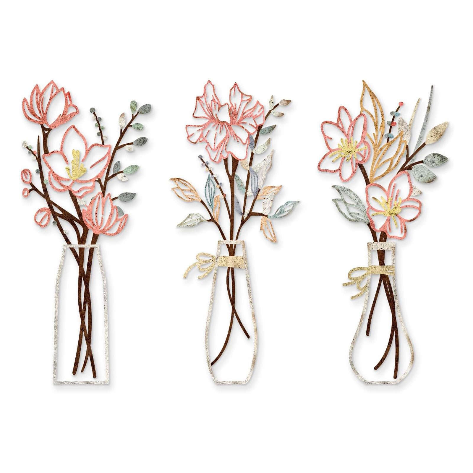 STILVORA Wanddekoobjekt 3er Vase Wall Art Wanddeko für Wohnzimmer,Raumdekor günstig online kaufen