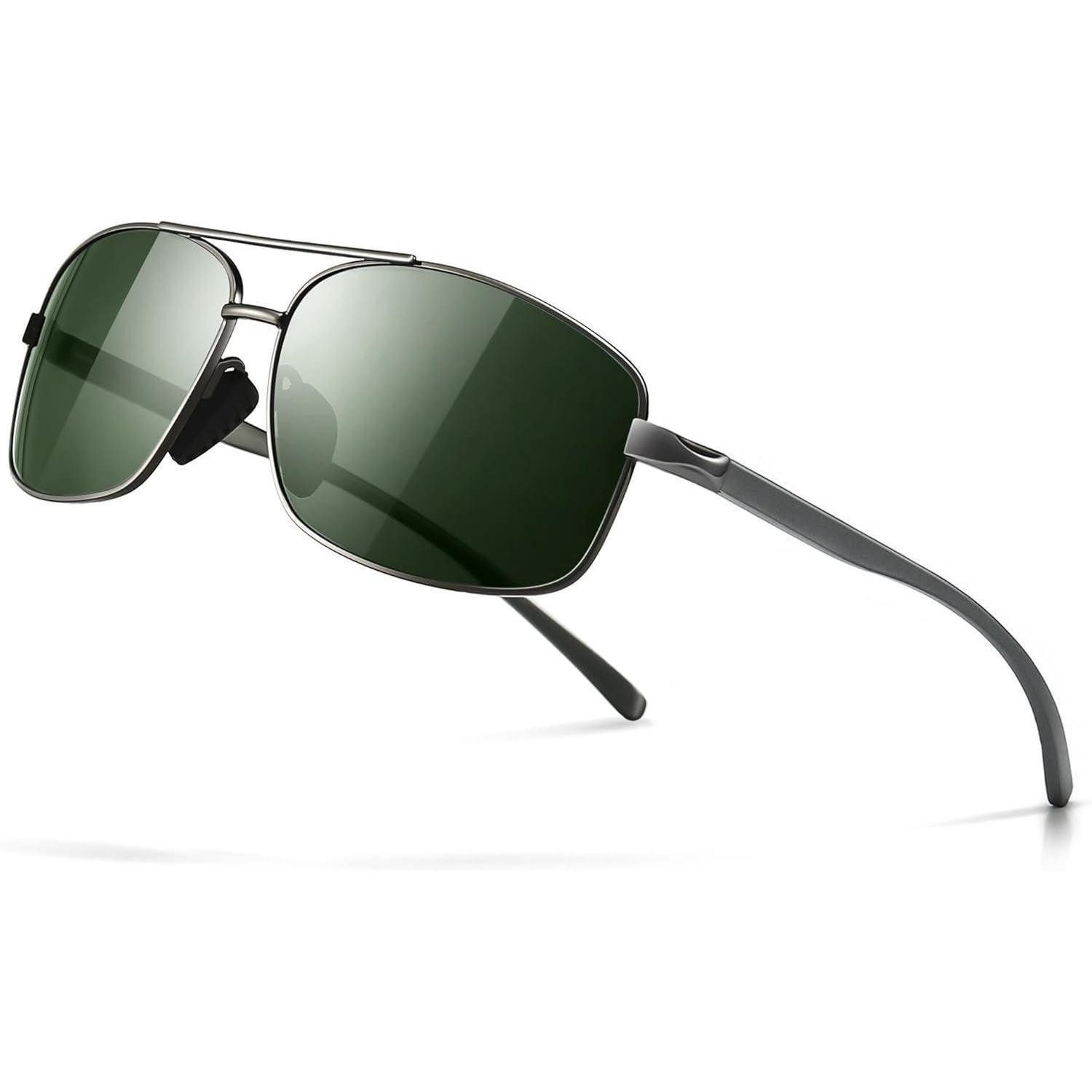 LuxusKollektion Sonnenbrille Sonnenbrille Herren Polarisiert UV400 Gunmetal Rahmen Dunkelgrün Linse