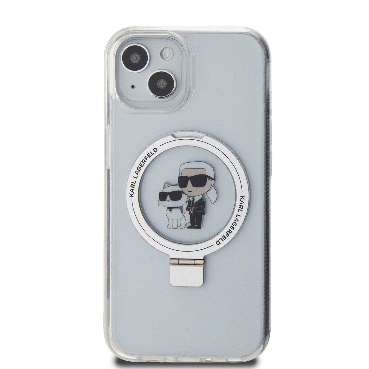 KARL LAGERFELD Handyhülle Hardcase Cover iPhone 15 MagSafe aufstellbar transparent 6,1 Zoll, Kantenschutz