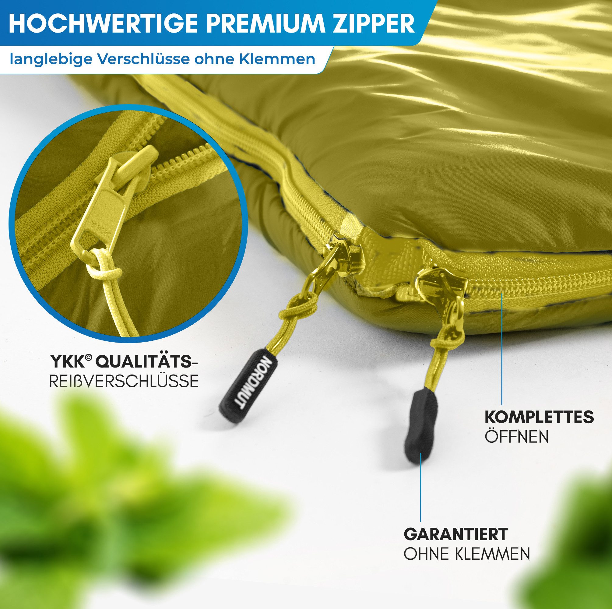 Nordmut Doppelschlafsack Deckenschlafsack XXL 2 Personen Camping Outdoor, warm, koppelbar (Spar-Set, 2 tlg., Nordmut Otra + Kompressionsbeutel), wasserabweisend – Bild 3 von 5