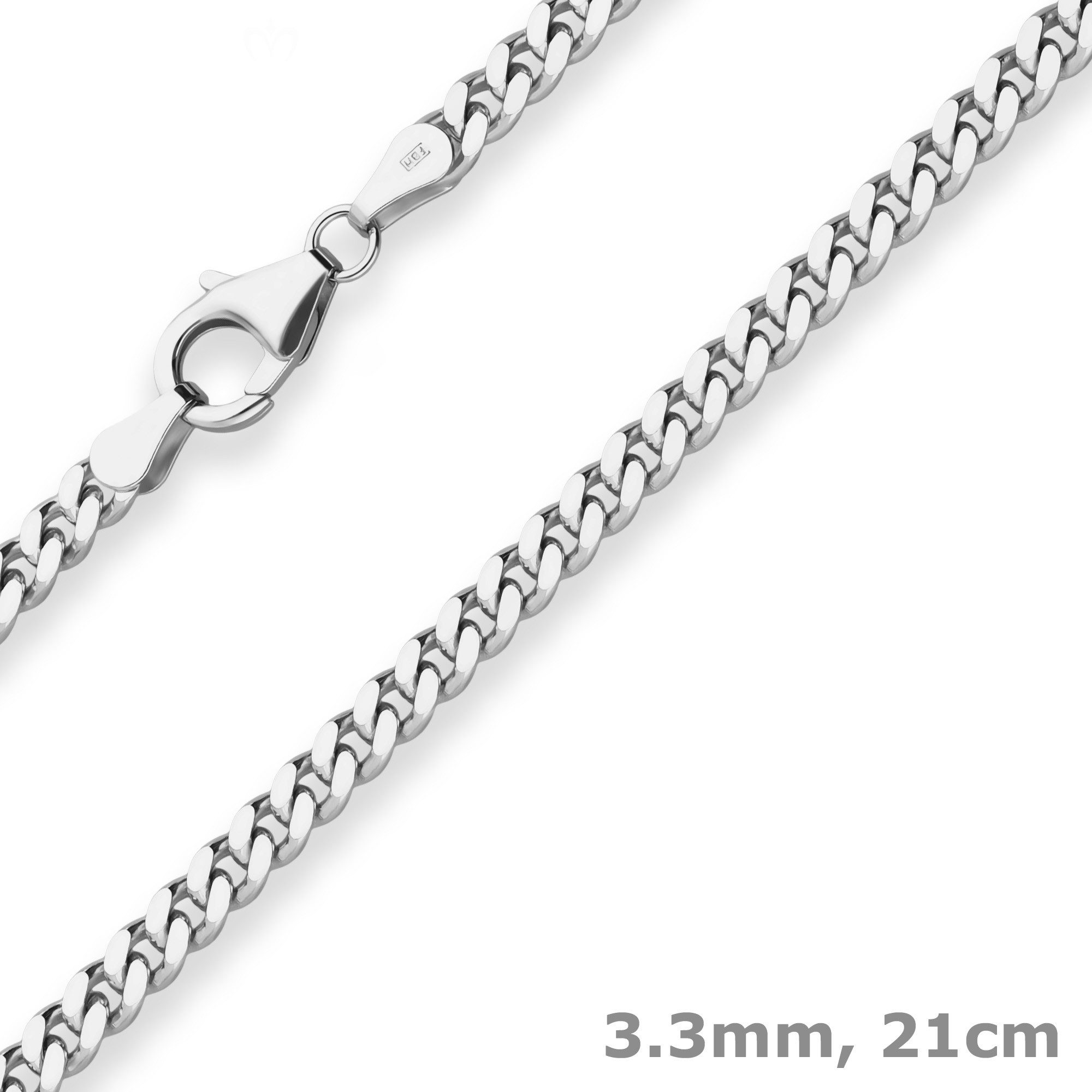 Schmuck Krone Panzerarmband 3,3mm Armband Panzerkette aus 925 Silber 21cm, Silber 925