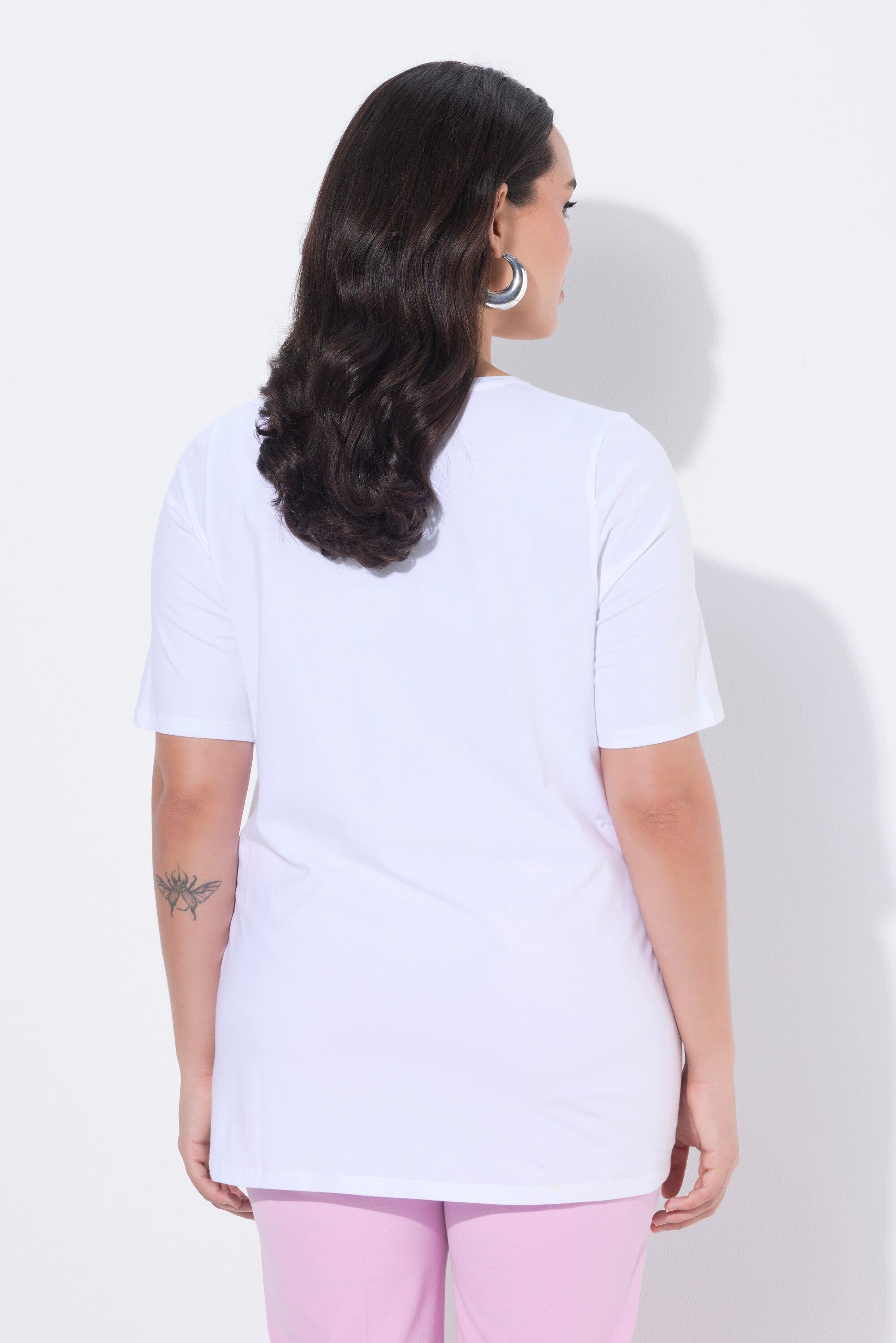 Ulla Popken T-Shirt T-Shirt Blüten A-Linie Rundhals Halbarm