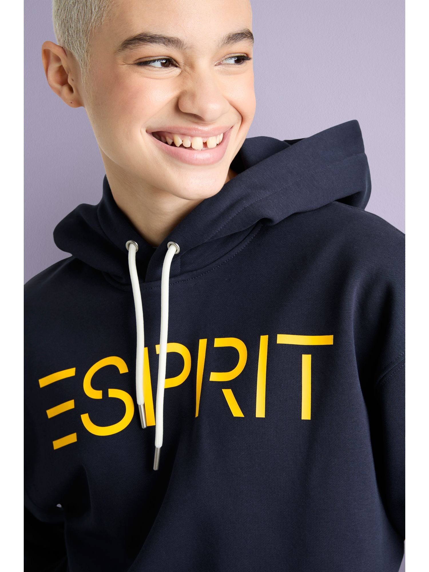 Fleece-Hoodie NAVY Esprit Sweatshirt (1-tlg) mit Logo Unisex