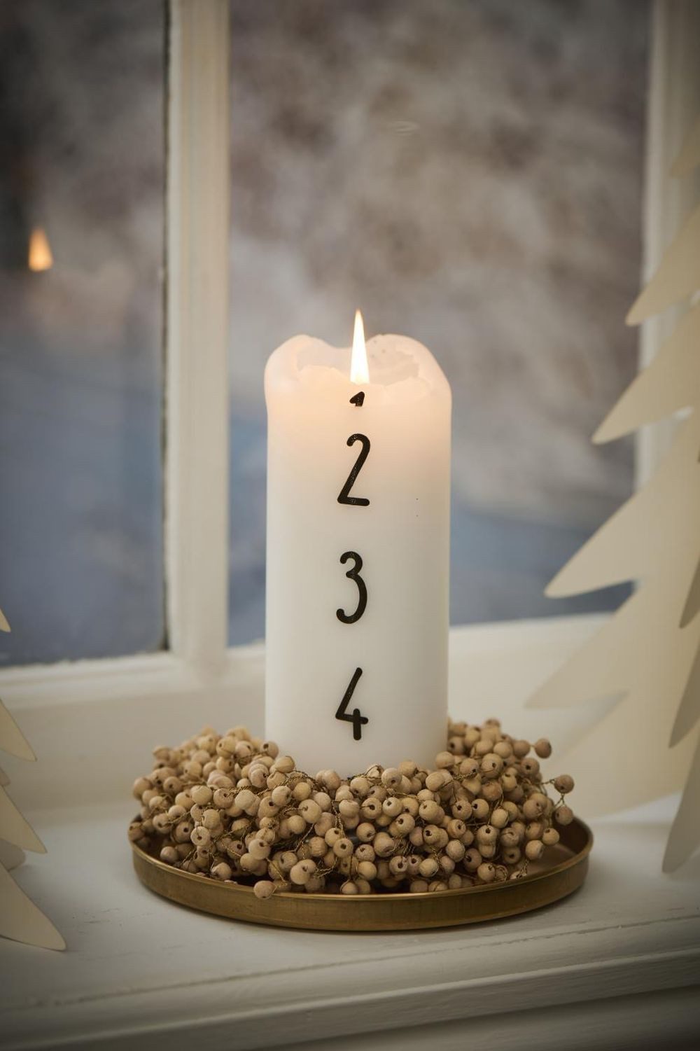 Ib Laursen Adventskerze Adventskerze Weiß mit Zahlen 1–4 Weihnachtskerze Ø günstig online kaufen