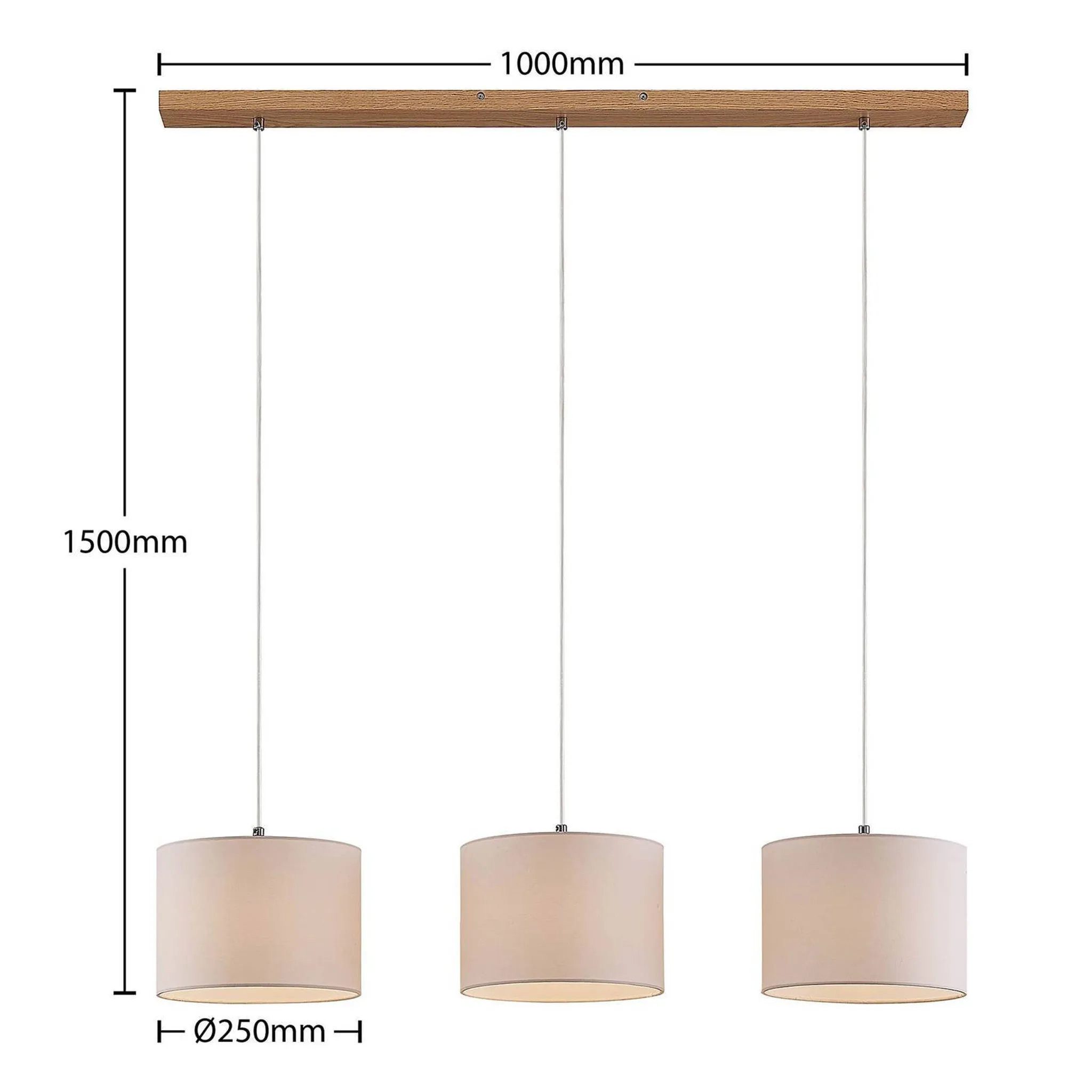 Lindby Pendelleuchte, Modernes Holzdesign, 3-flammig und dimmbar für gemütliches Licht.