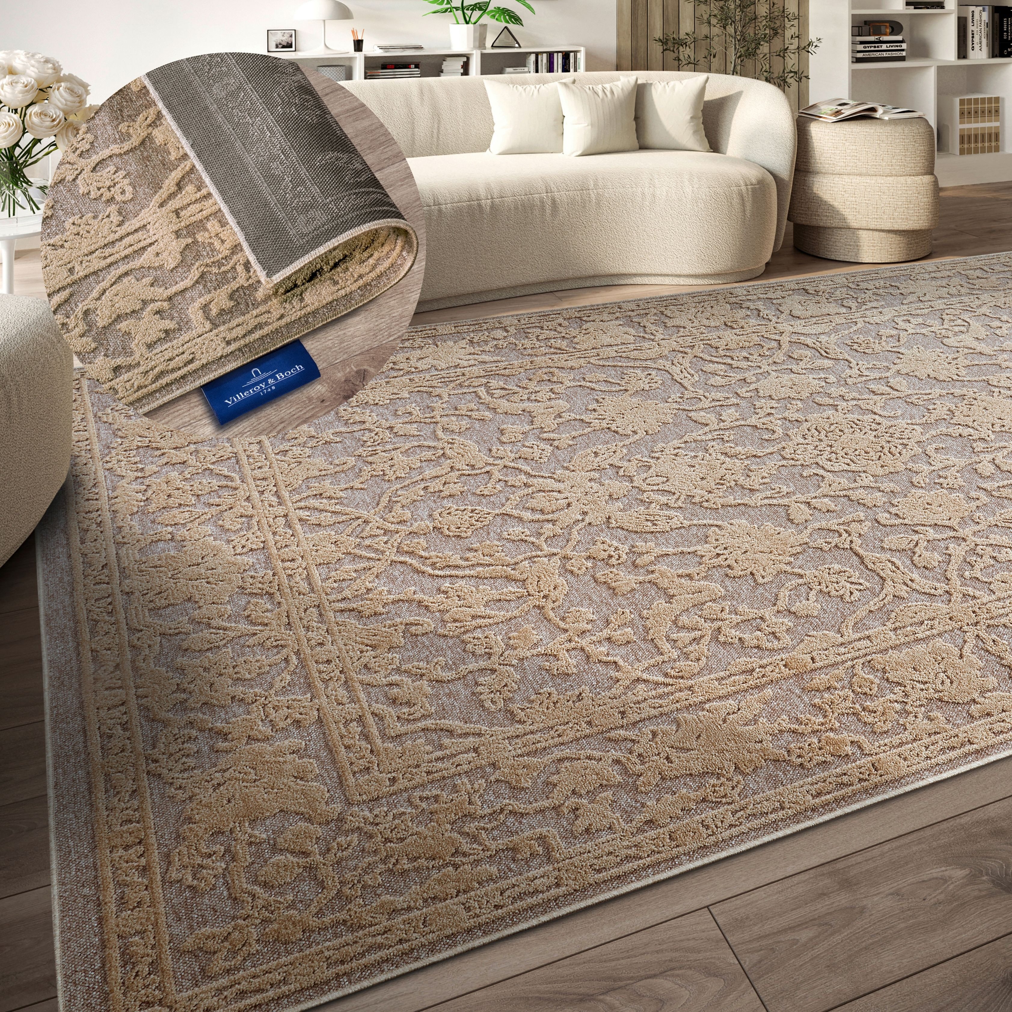 Villeroy & Boch Teppich Ambroise, rechteckig, Höhe: 5,5 mm, Wohnzimmer, Schlafzimmer, Modern, Hoch-Tief Effekt, Flur