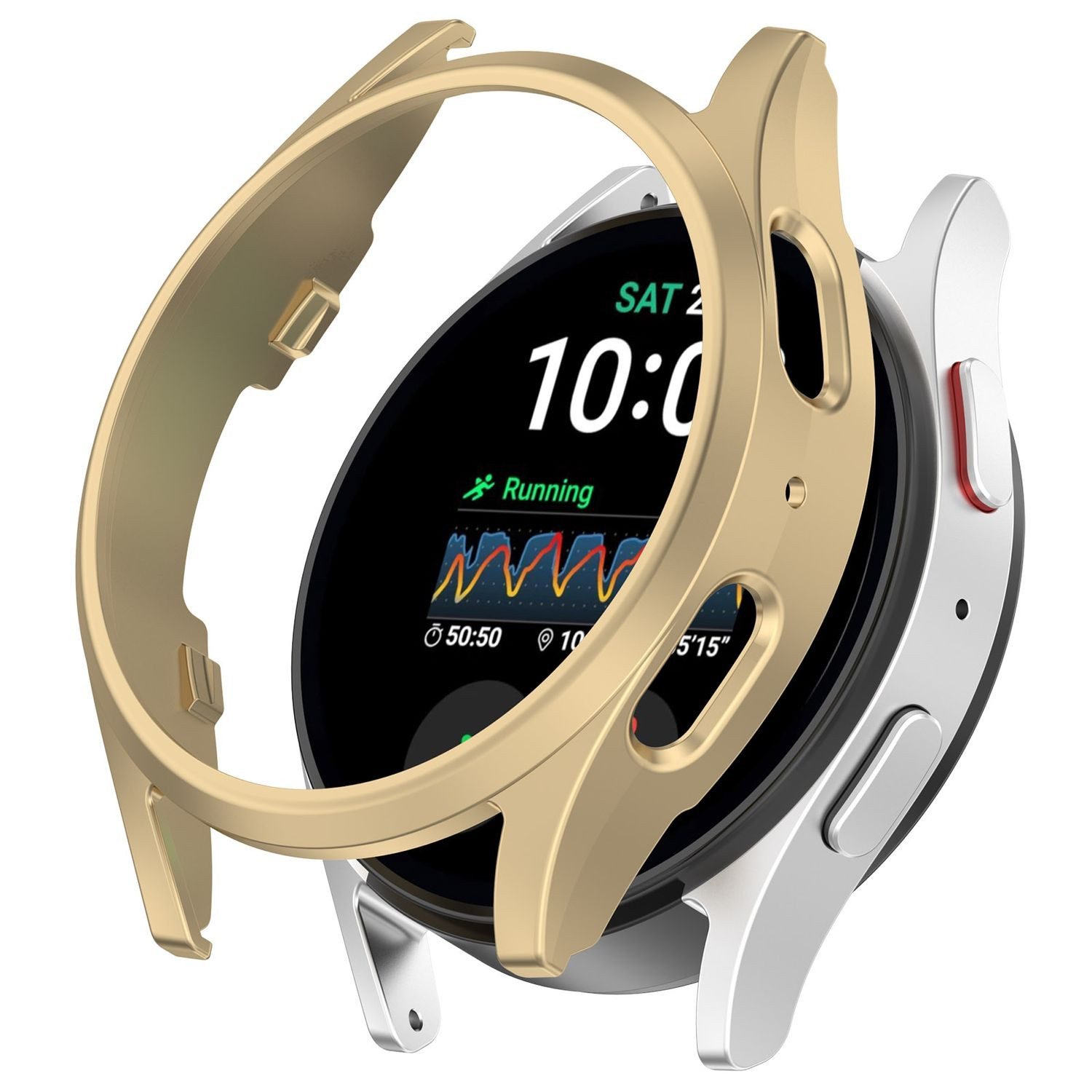 Wigento Smartwatch-Hülle Für Samsung Galaxy Watch 7 40mm Kunststoff PC Gehäuse Hülle Case Gold