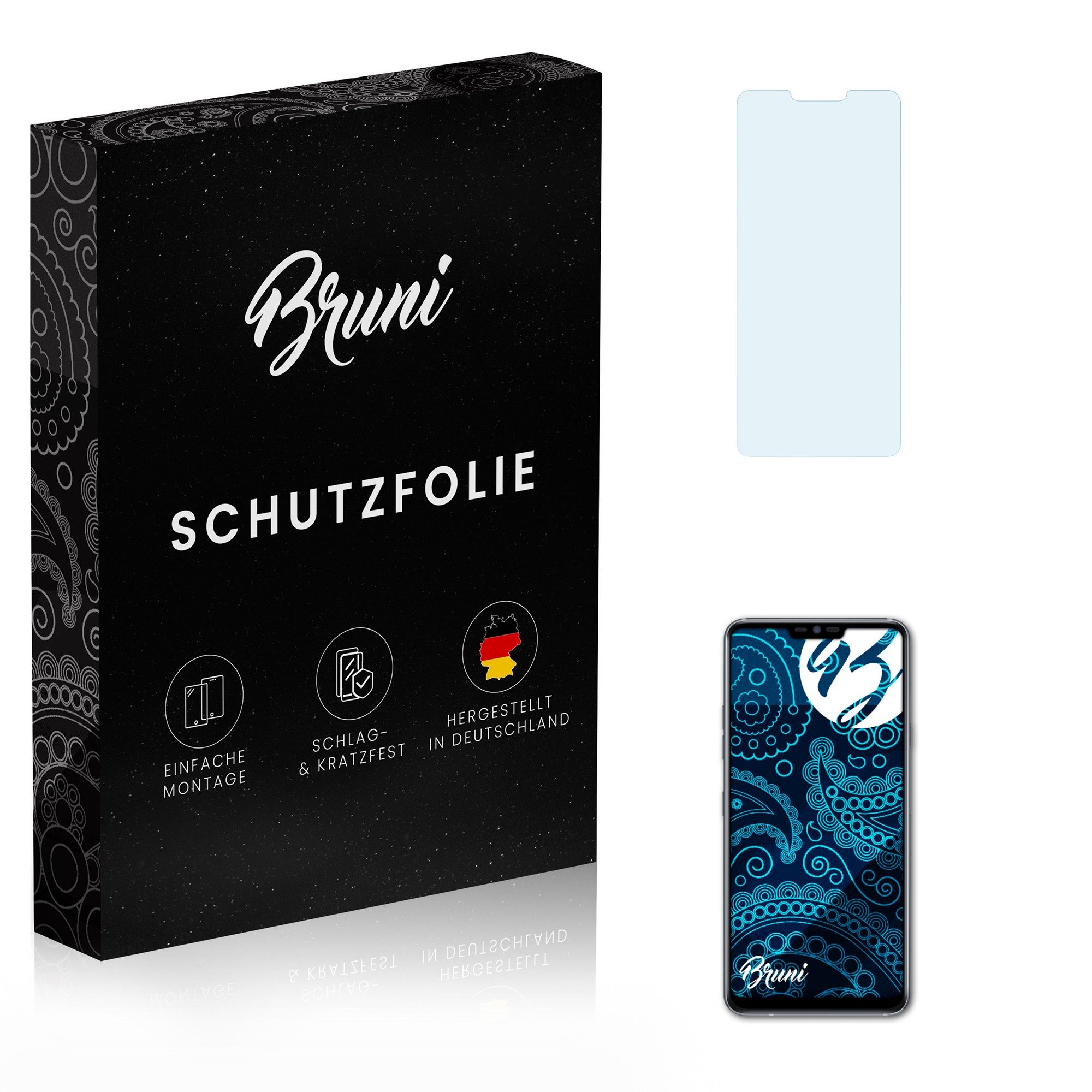 Bruni Schutzfolie Glasklare Displayschutzfolie für LG G7+ ThinQ, (2 Folien), praktisch unsichtbar