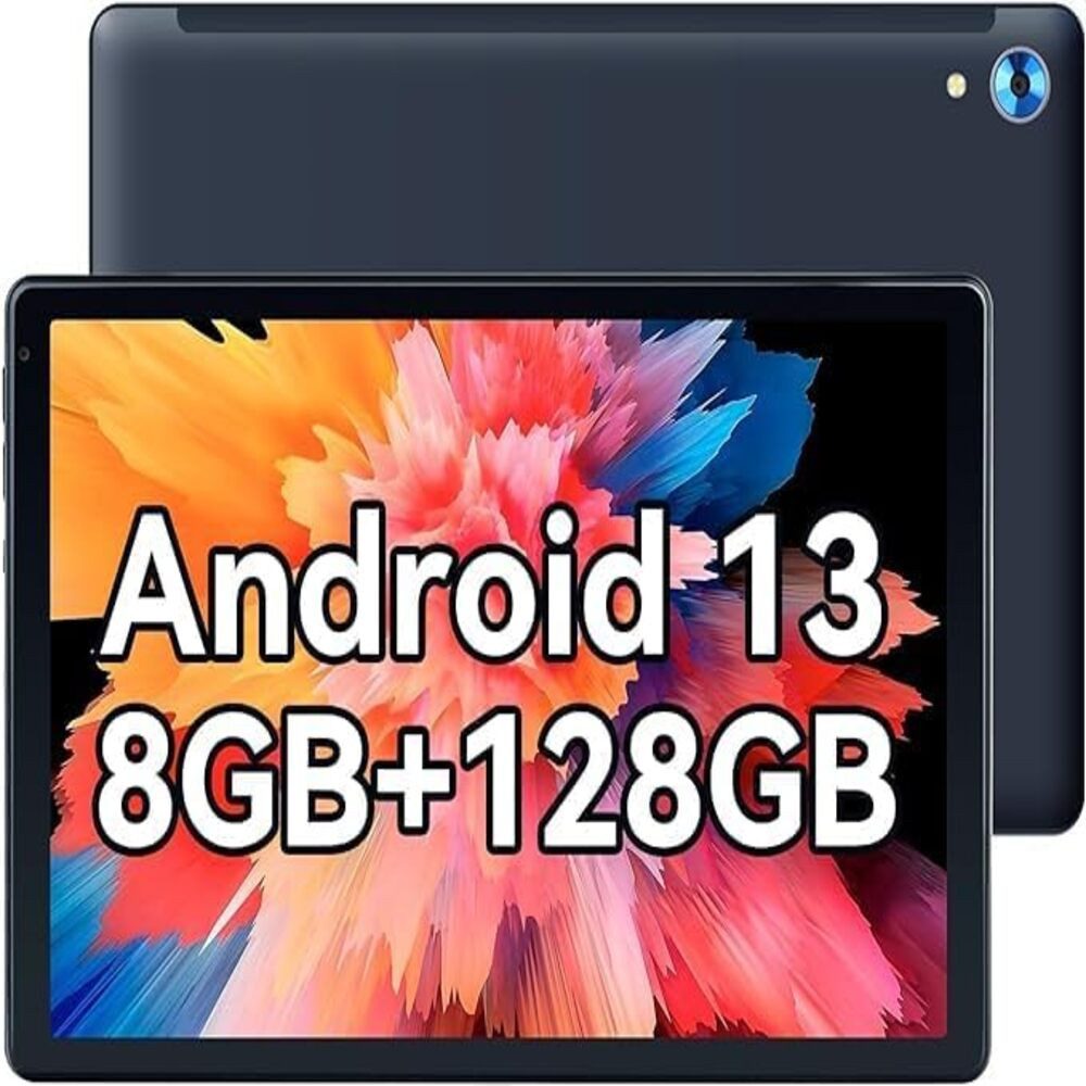 Lville Benutzerfreundliche Benutzeroberfläche Tablet (10.1", 128 GB, Android 13, 2,4G+5G, mit 8GB RAM 1TB Erweiterbar,Octa-Core 1280x800 IPS HD, 5MP+8MP (Black)