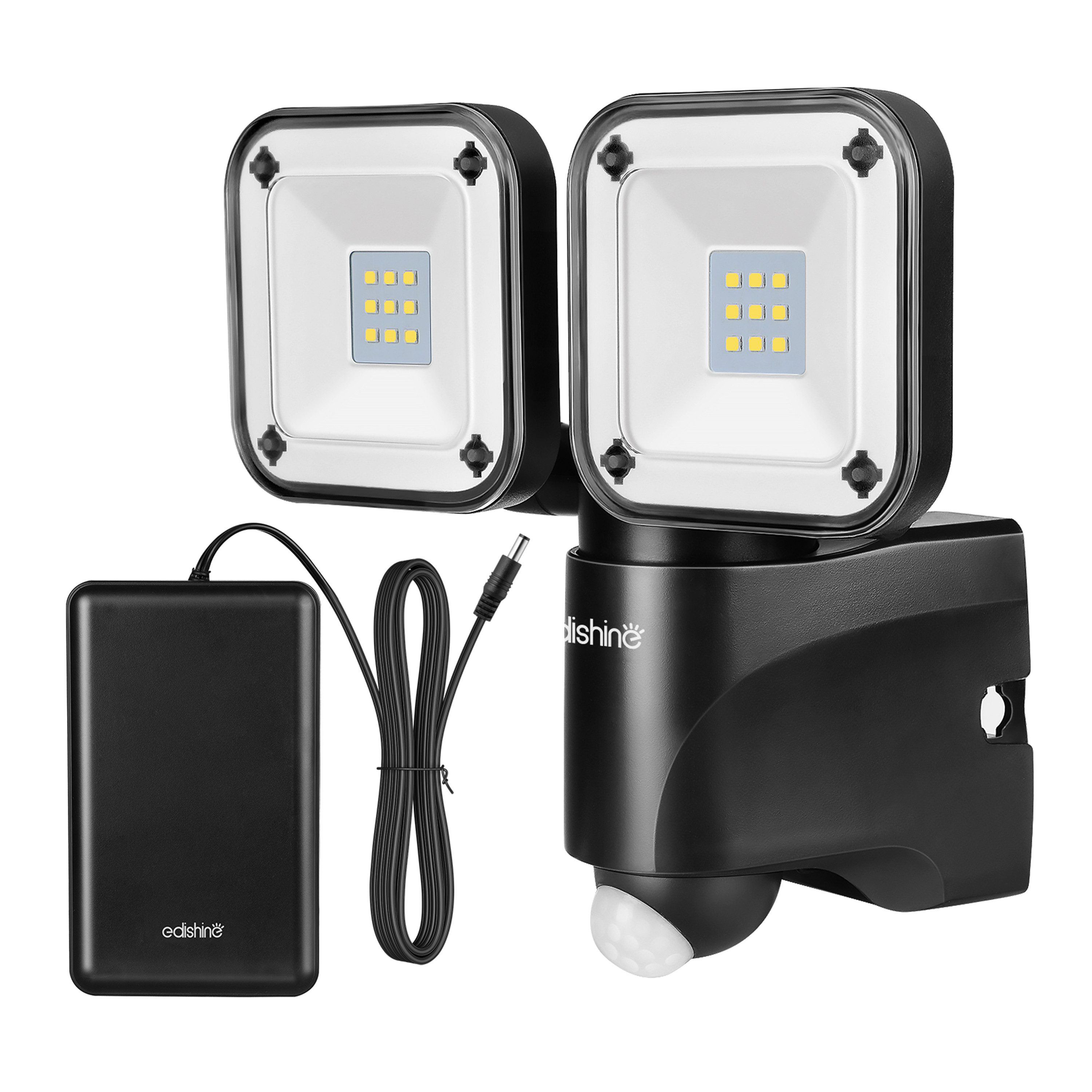 EDISHINE LED Wandstrahler mit Bewegungsmelder Außen, LED fest integriert, Schwenkbar, IP44, 800 Lumen