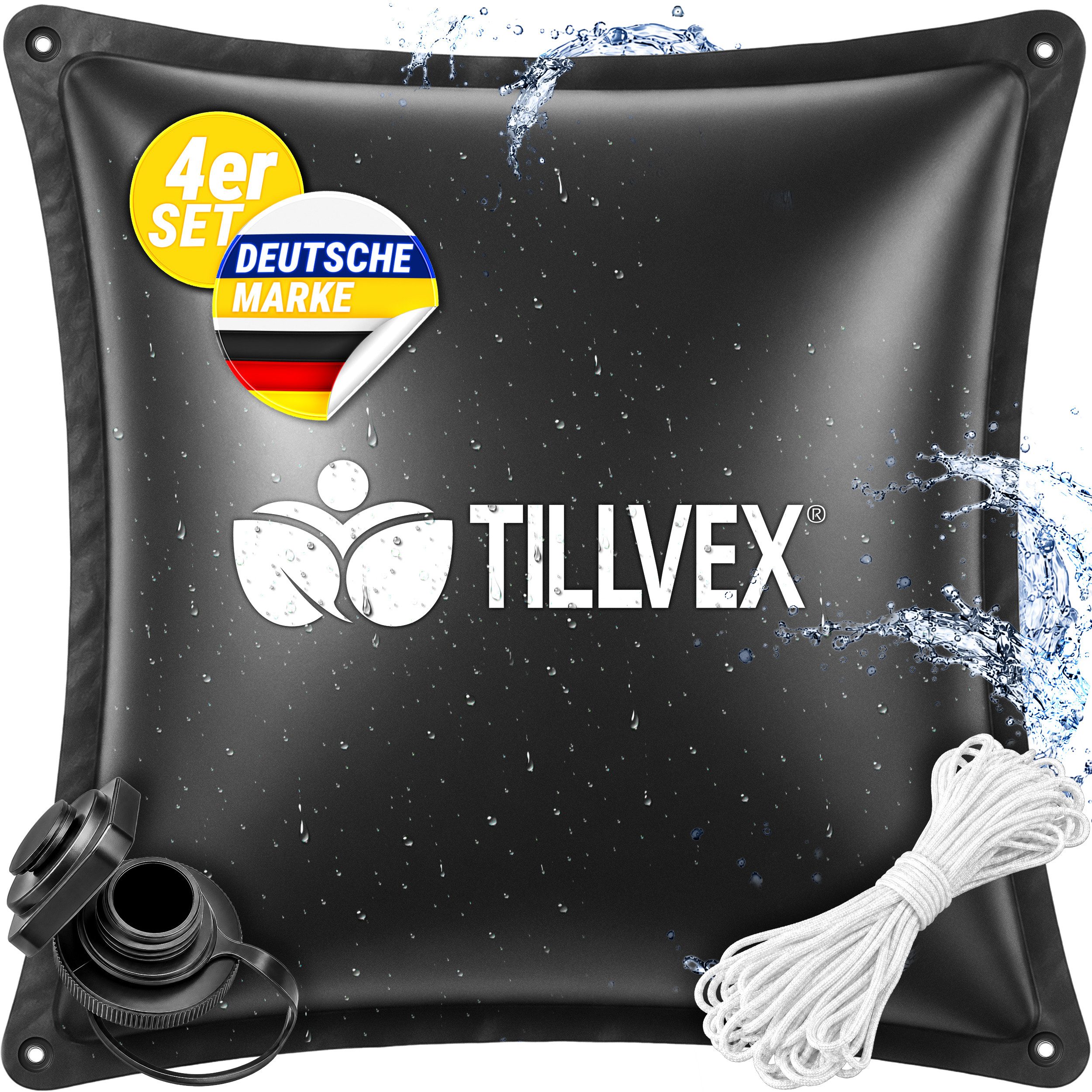 tillvex Pool tillvex® Poolkissen Winter XXL mit 12m Seil & Reparaturkit (Kissen zur Poolabdeckung frost- & chlorbeständig bis -20°C, 4-tlg., Winterkissen inkl. Schraubventil Überwinterung Pool), Poolkissen Winter XXL mit 12m Seil & Reparaturkit Luftkissen