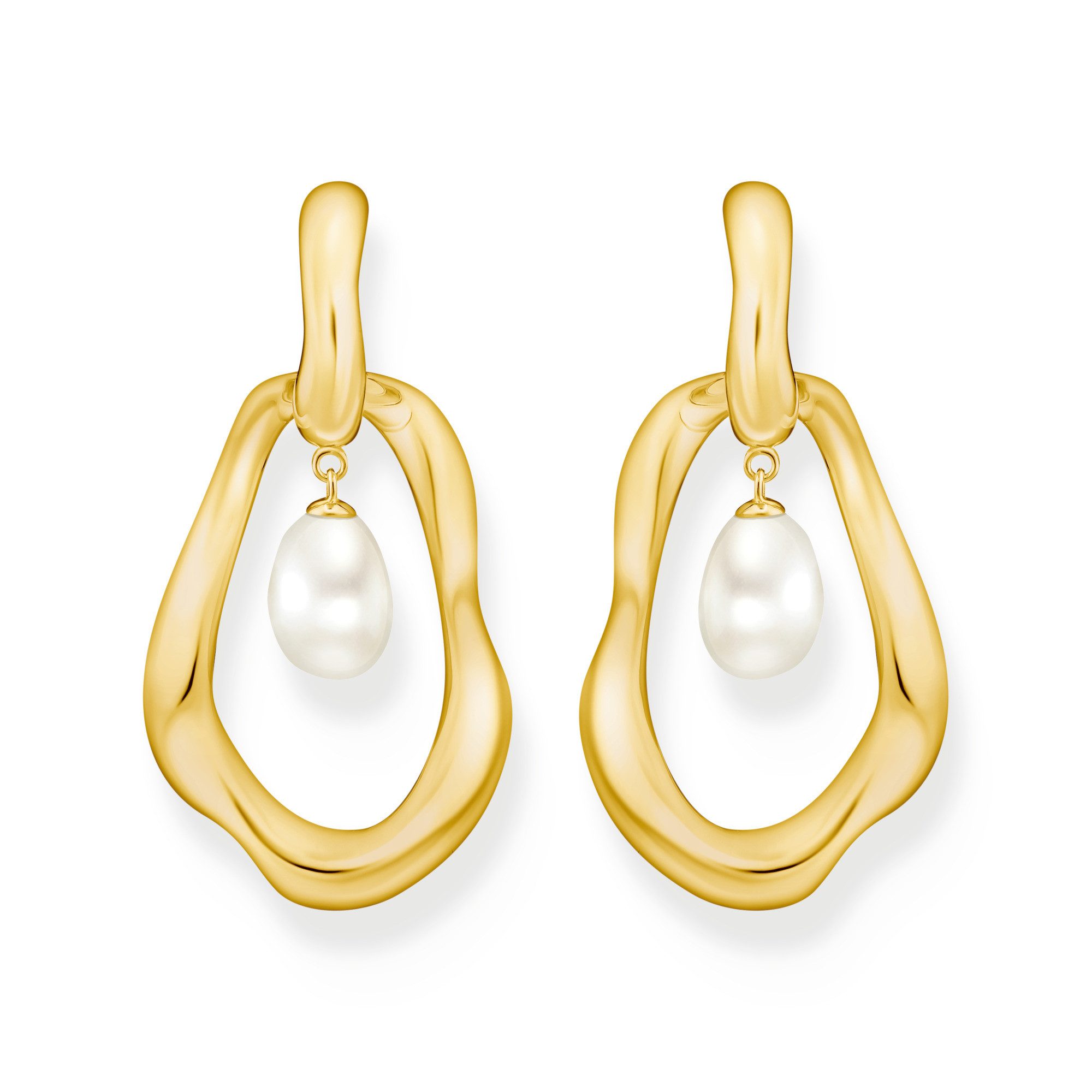 THOMAS SABO Paar Creolen Natural Beauty Statement-Creolen mit Anhänger, Bold Elegance, mit Süßwasserzuchtperle