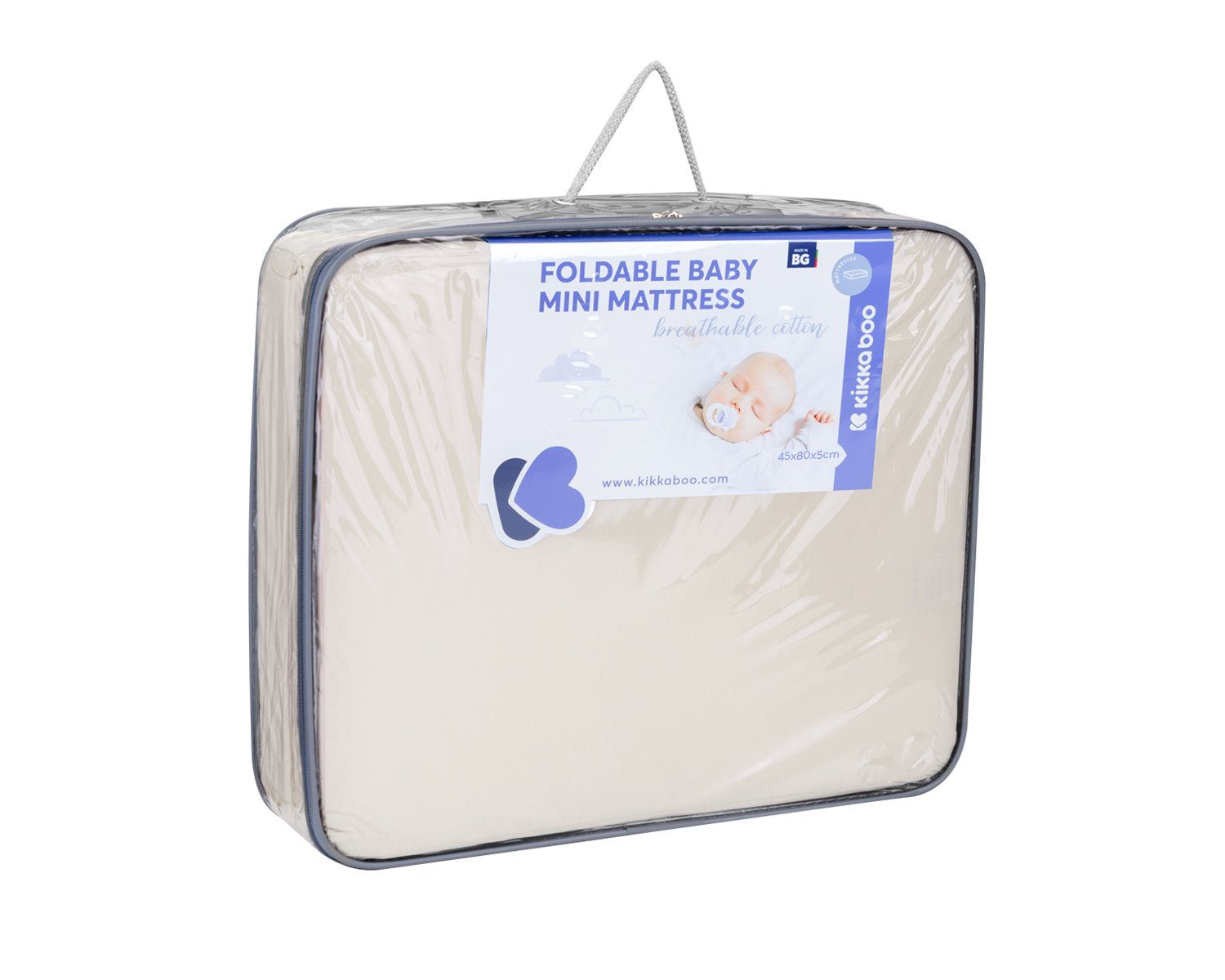 Kindermatratze Mini Babybett-Faltmatratze, Kikkaboo, 5 cm, hoch, Dream 45 x 5 abnehmbar x cm 80 Bezug Big beige