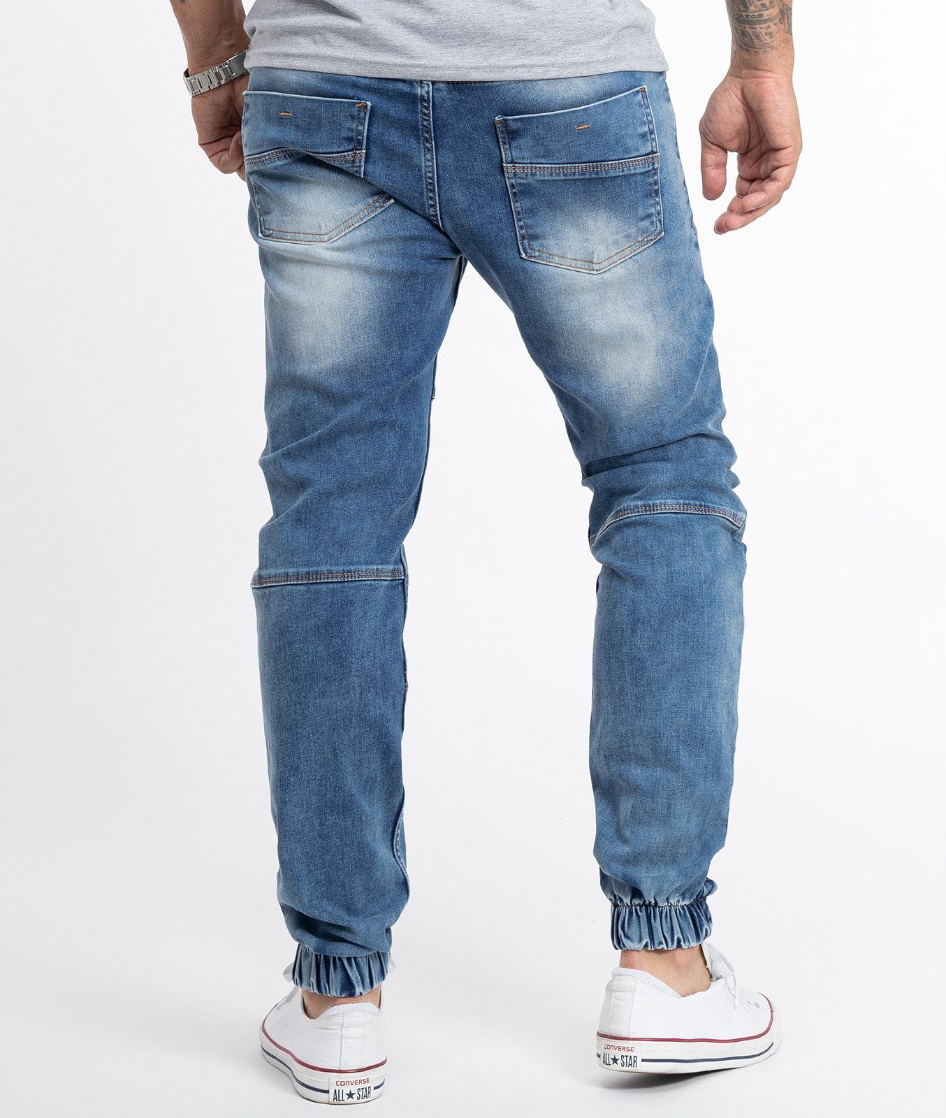 Jeans Herren Jogger-Style Tapered-fit-Jeans Creek Rock RC-2184 Blau