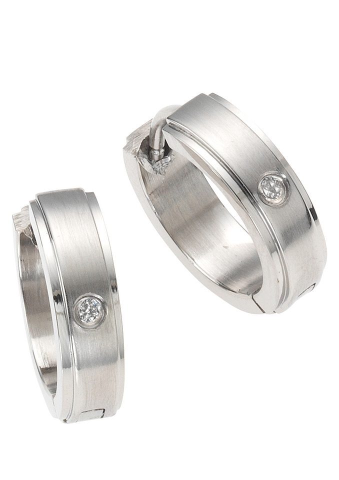 Firetti Paar Creolen Schmuck Geschenk Basic, Matt/Glanz Optik, mit Zirkonia (synth)