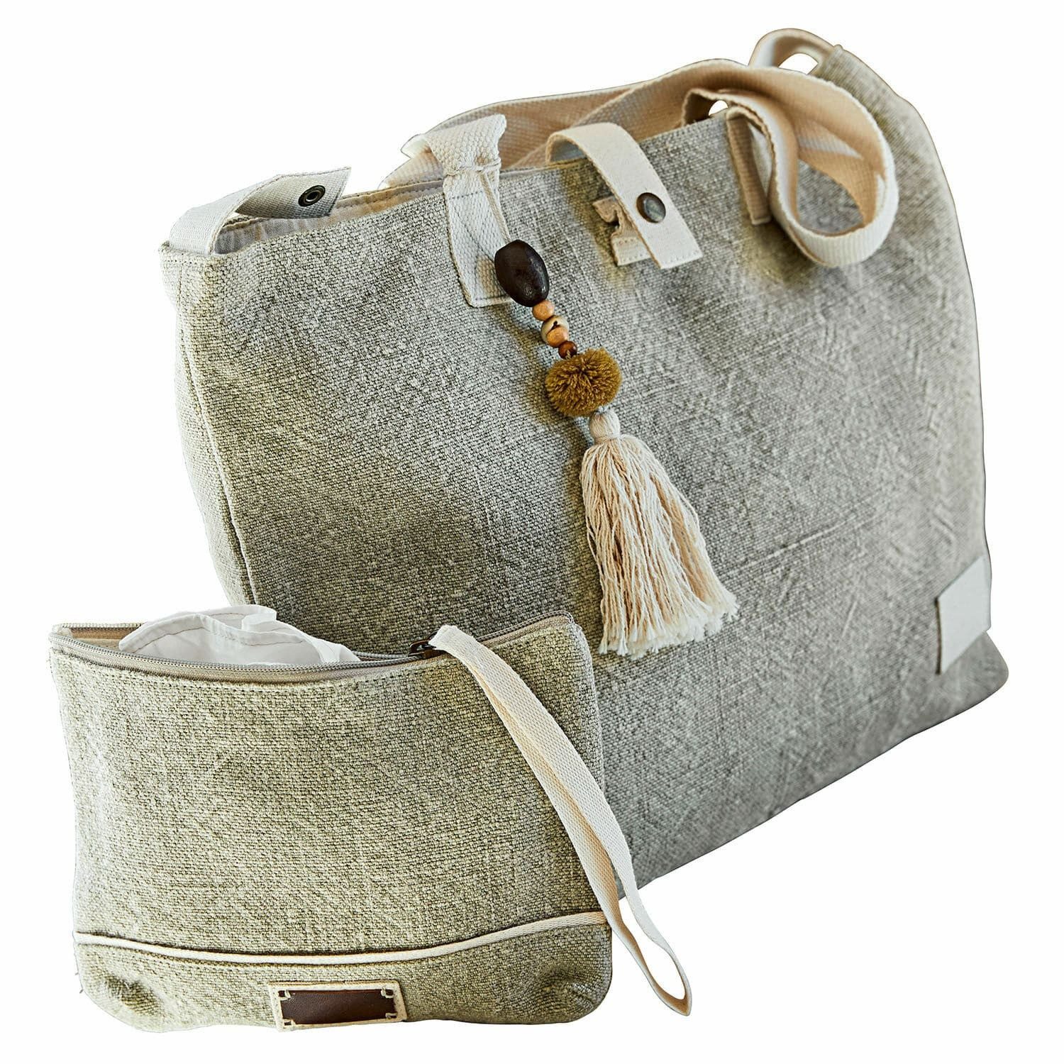 Navaris Make-up-Tasche 2er Set – Stylisch Gesteppt, Leicht & Vielseitig Für Unterwegs, Reisen & Alltag | Braun & Beige