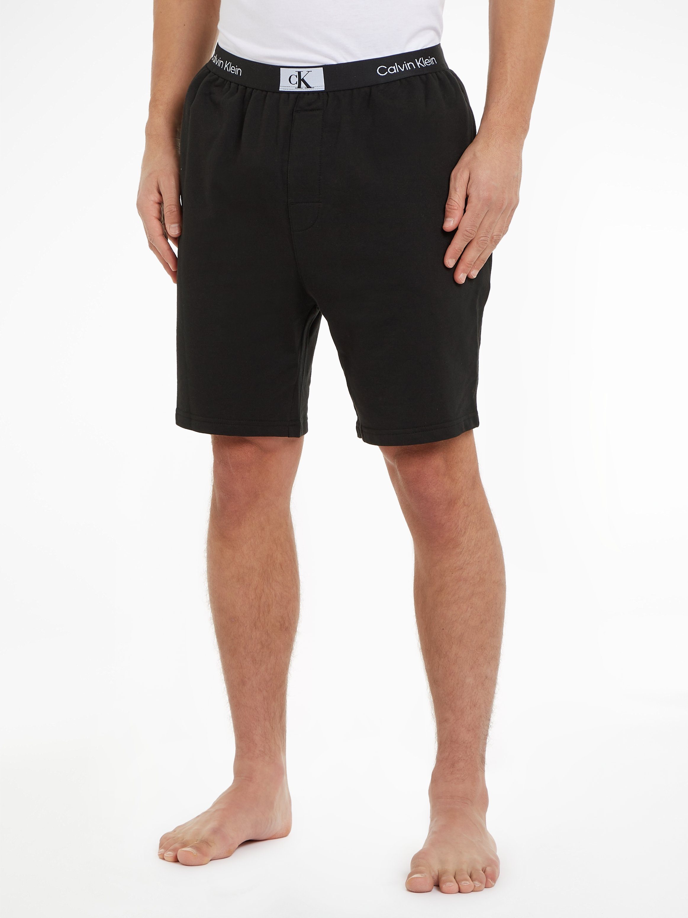 mit Klein SHORT Calvin Klein Calvin BLACK SLEEP Underwear Logo-Elastikbund Schlafshorts