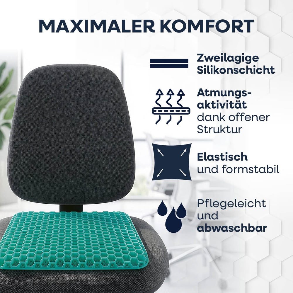 VITALmaxx Sitzkissen mit Wabenstruktur - Büro Stuhlkissen orthopädisch, atmungsaktiv, Bodenkissen - für Auto, Büro & unterwegs - orthopädisches Sitzkissen