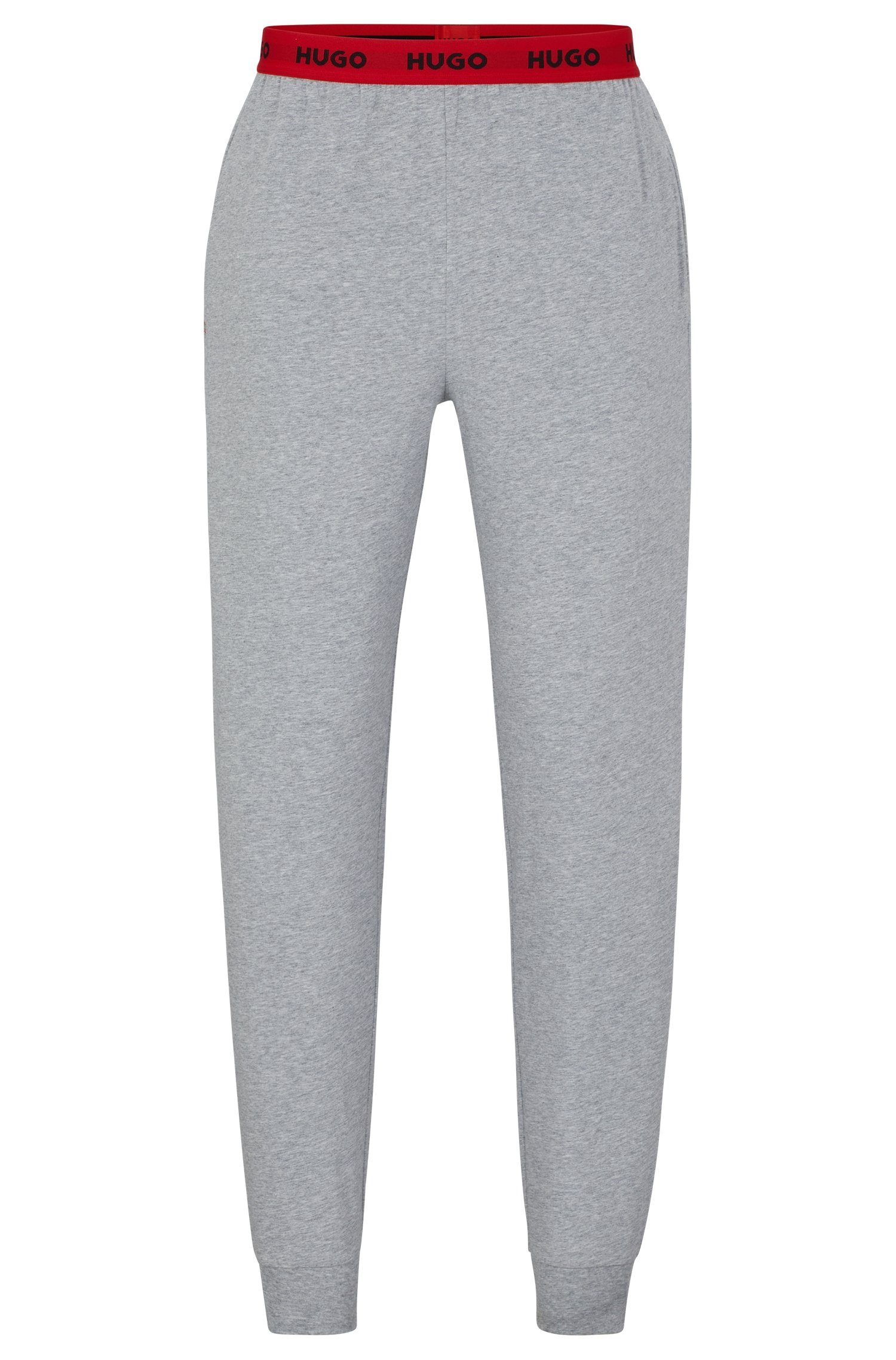 HUGO Pyjamahose Linked kontrastfarbenen Pants Medium-Grey035 mit Logo-Elastikbund