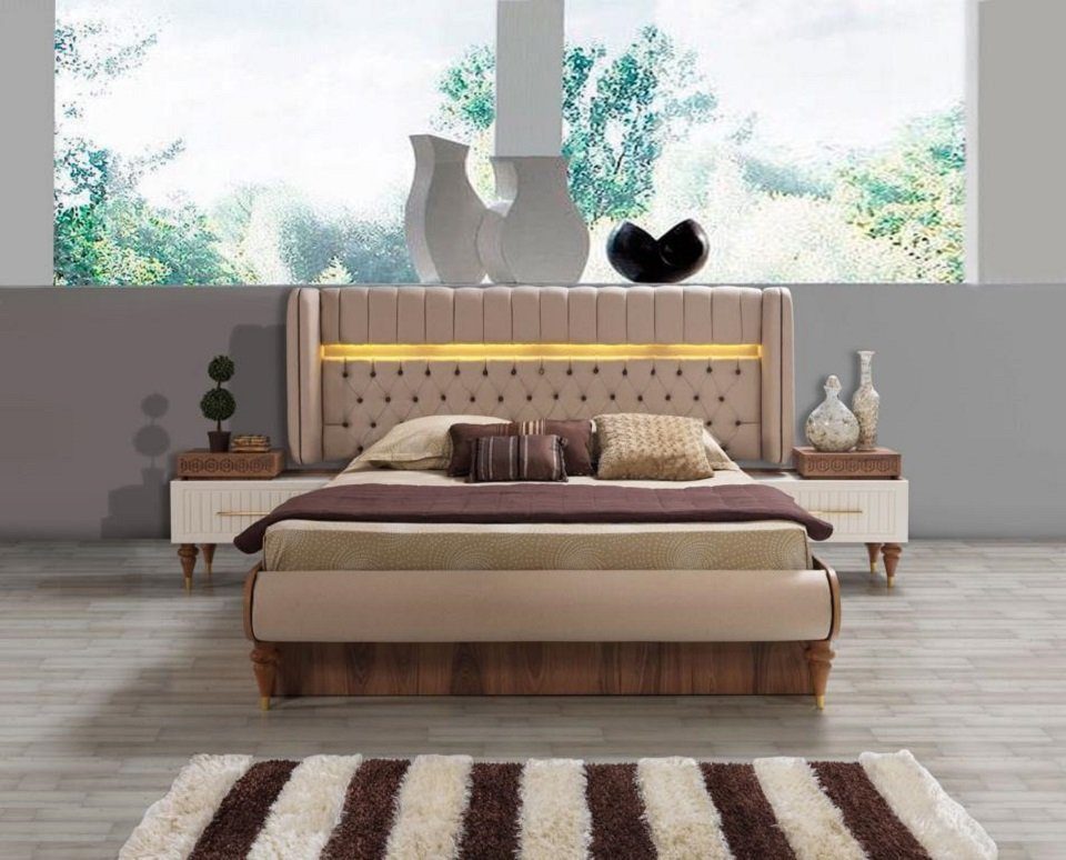 Schlafzimmer Möbel Holz Nachttische Braun Neu Stil Material JVmoebel Nachttisch Luxus