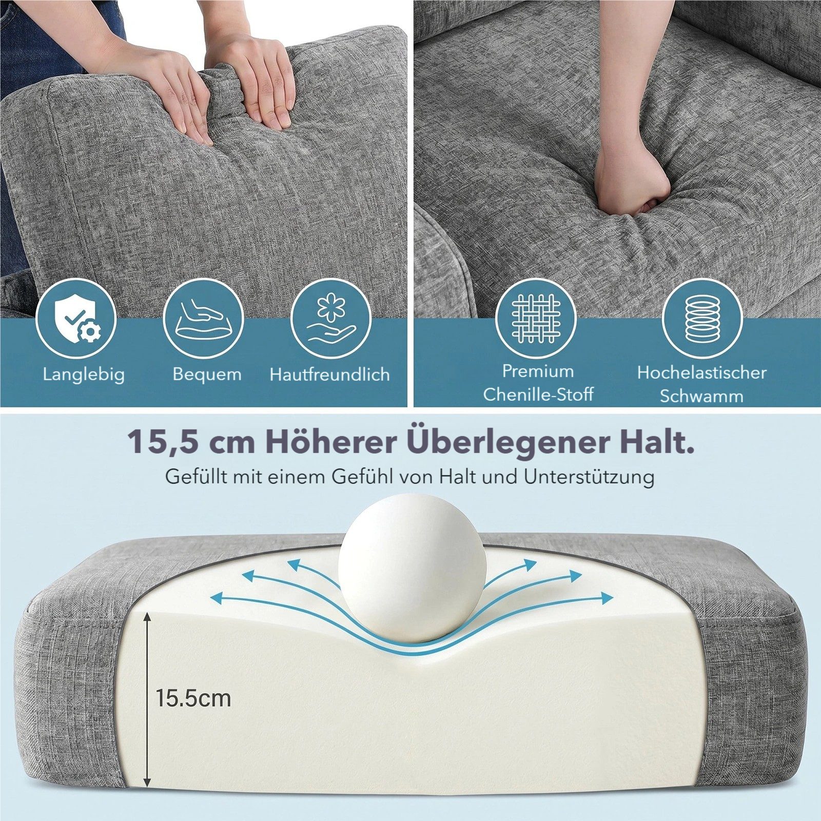 TLGREEN Loungesessel Accent Sessel mit Kissen,Polstersessel – 75×71×90 cm (Bequemes Einzelsitz-sofa),Lesesessel bequem, fur Wohnzimmer, Büro & Wohnung,Apartment – Bild 4 von 5