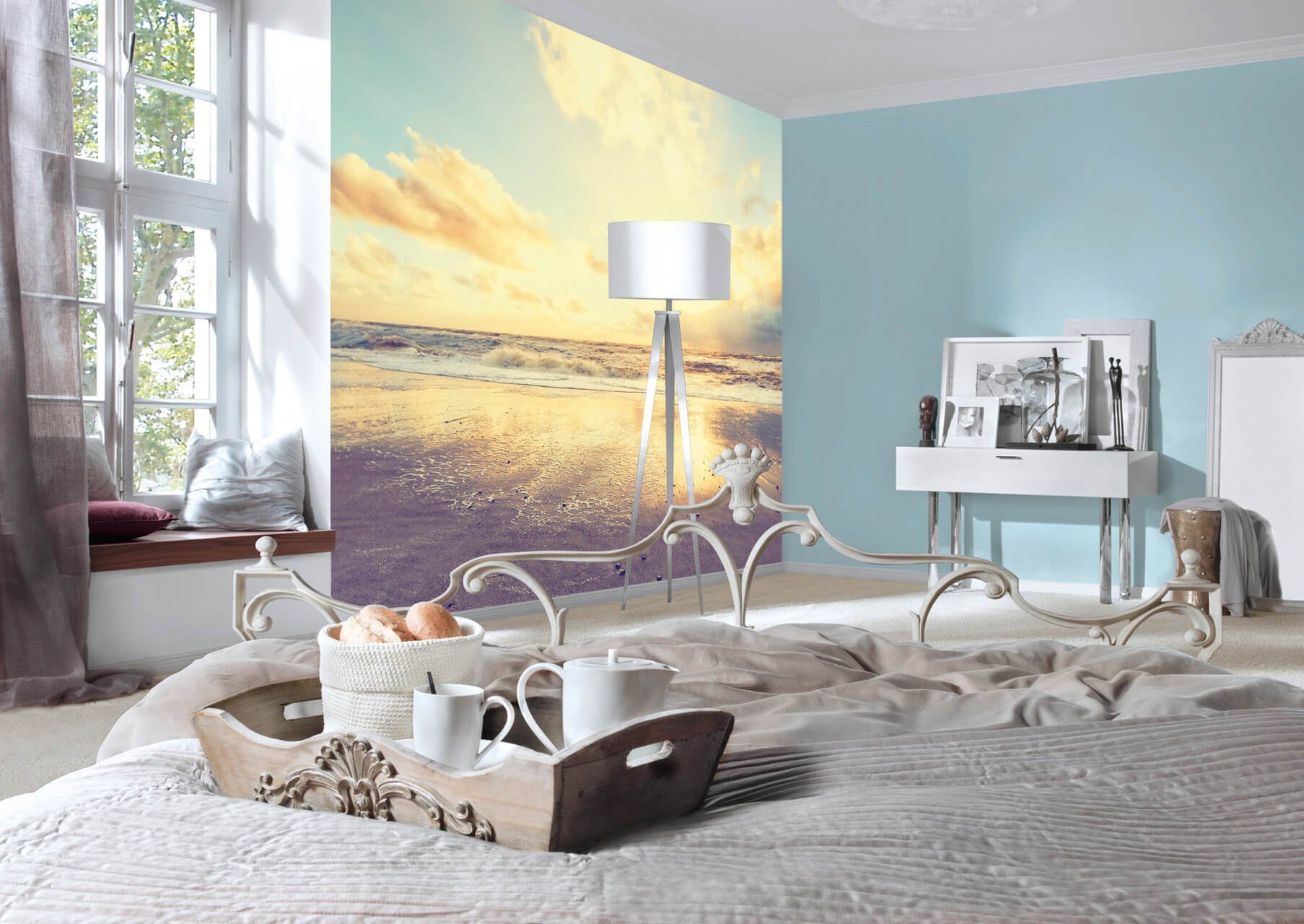 6x2.5 m, Vliestapete Beach Sunrise KUNSTLOFT Design glänzend, Tapete lichtbeständige leicht