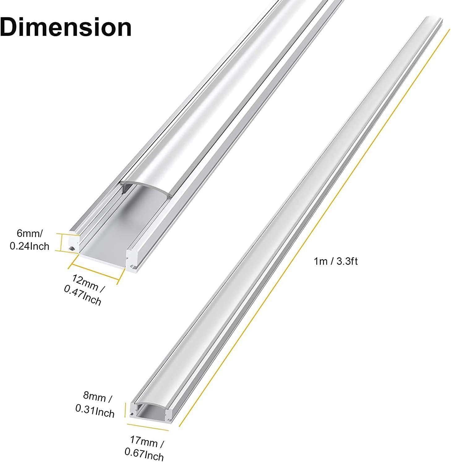 Daskoo LED LED-Stripe-Profil Aluprofil Leiste Schiene Profil Aluminium Alu 10x1M