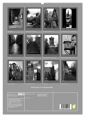 CALVENDO Wandkalender Edinburgh in schwarzweiß (Premium, hochwertiger DIN A2 Wandkalender 2023, Kunstdruck in Hochglanz)