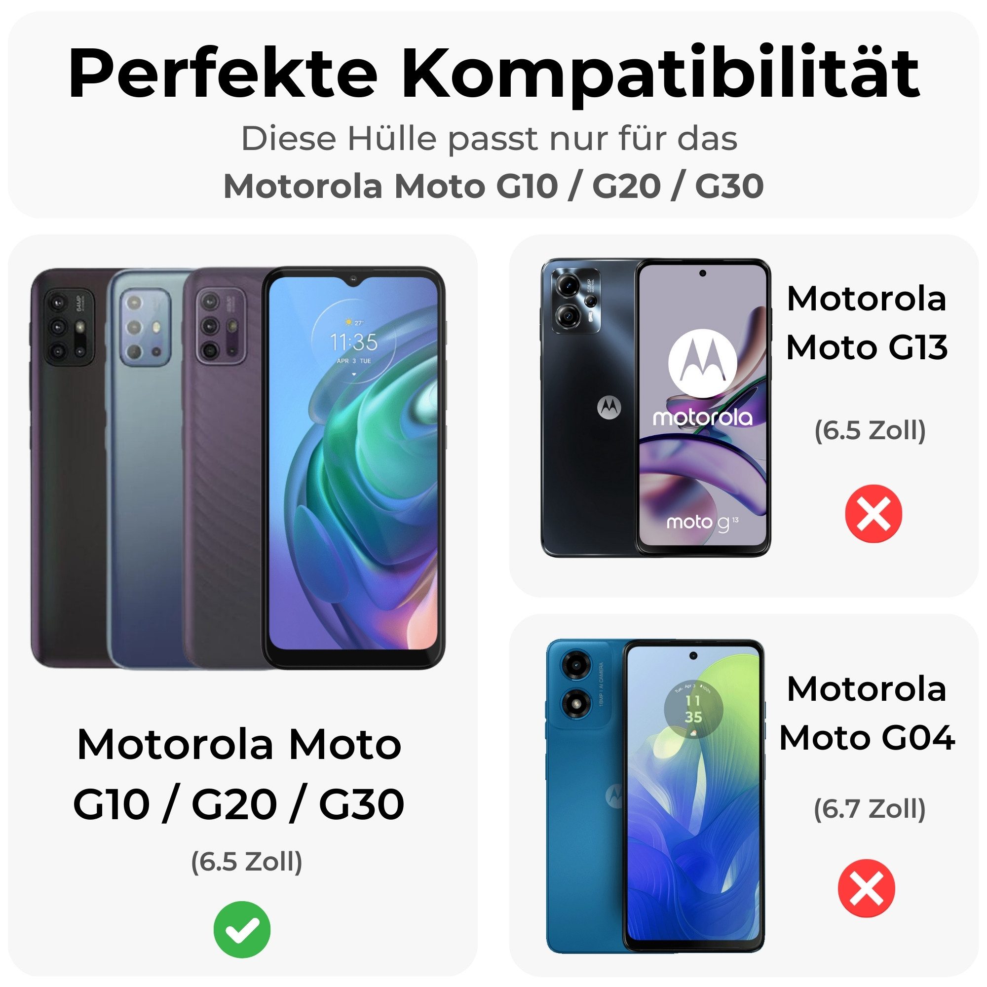 betterfon Handyhülle Handytasche für Motorola Moto G10 / G20 / G30 Klapphülle, Wallet Case mit Kartenfächern Magnetverschluss und weicher Innenhülle