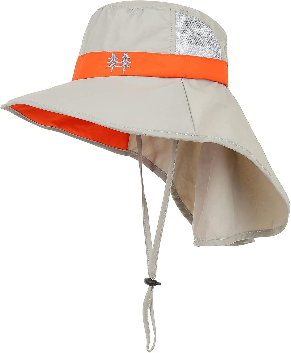 GOOLOO Sonnenhut Kinder-Sonnenhut (hellgrau) mit Nackenklappe Einstellbare (UPF 50+ Sonnenschutz Hut für Kinder, 1-St., 1-st) große Krempe Strand Angeln Hut für Alter 3-12
