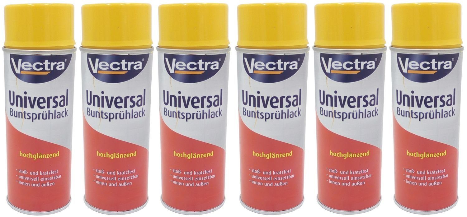 BURI Vollton- und Abtönfarbe 6x Vectra® Universal Sprühlack rapsgelb glänzend Lackspray 400ml Farbs