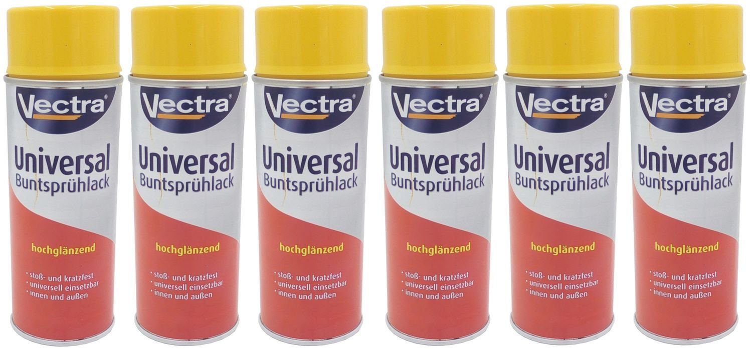 Bild von BURI Vollton- und Abtönfarbe 6x Vectra® Universal Sprühlack rapsgelb glänzend Lackspray 400ml Farbs