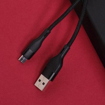 MaXlife MXUC-07 Kabel USB - microUSB 1,0 m 2,4A schwarz nylon USB-Kabel, (100 cm)