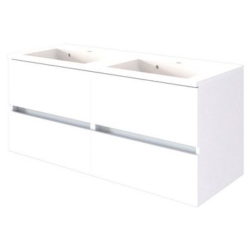 Lomadox Waschtisch-Set ARLON-03, (Spar-Set, 3-St., 3-tlg), 120 cm inkl LED Spiegelschrank matt weiß 120x200x55 cm