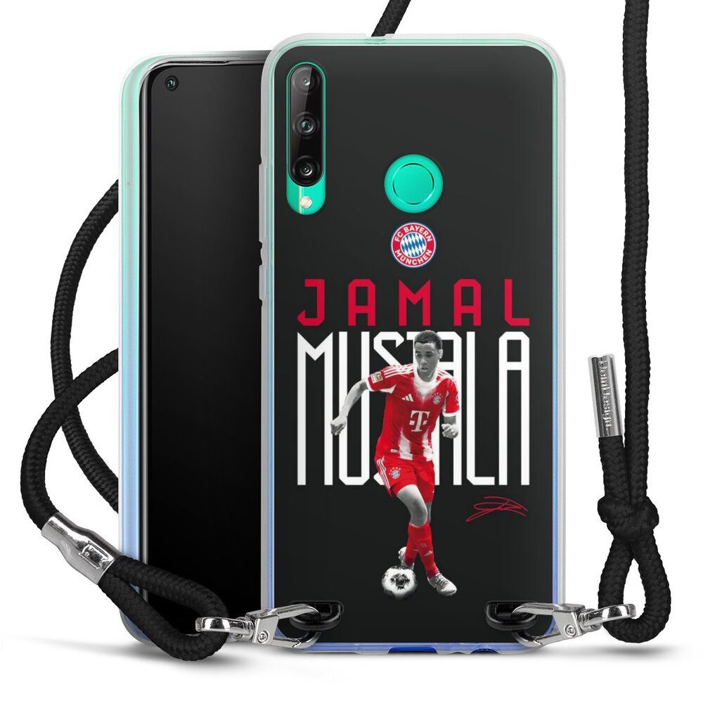 DeinDesign Handyhülle FC Bayern München Jamal Musiala Offizielles Lizenzprodukt, Huawei P40 Lite E Handykette Hülle mit Band Case zum Umhängen