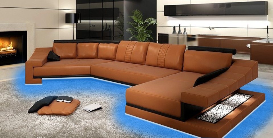 in Moderne Ecksofa Sitzmöbel, Sofa Couch Designer Halbrundes JVmoebel Braunes Luxus Made Europe