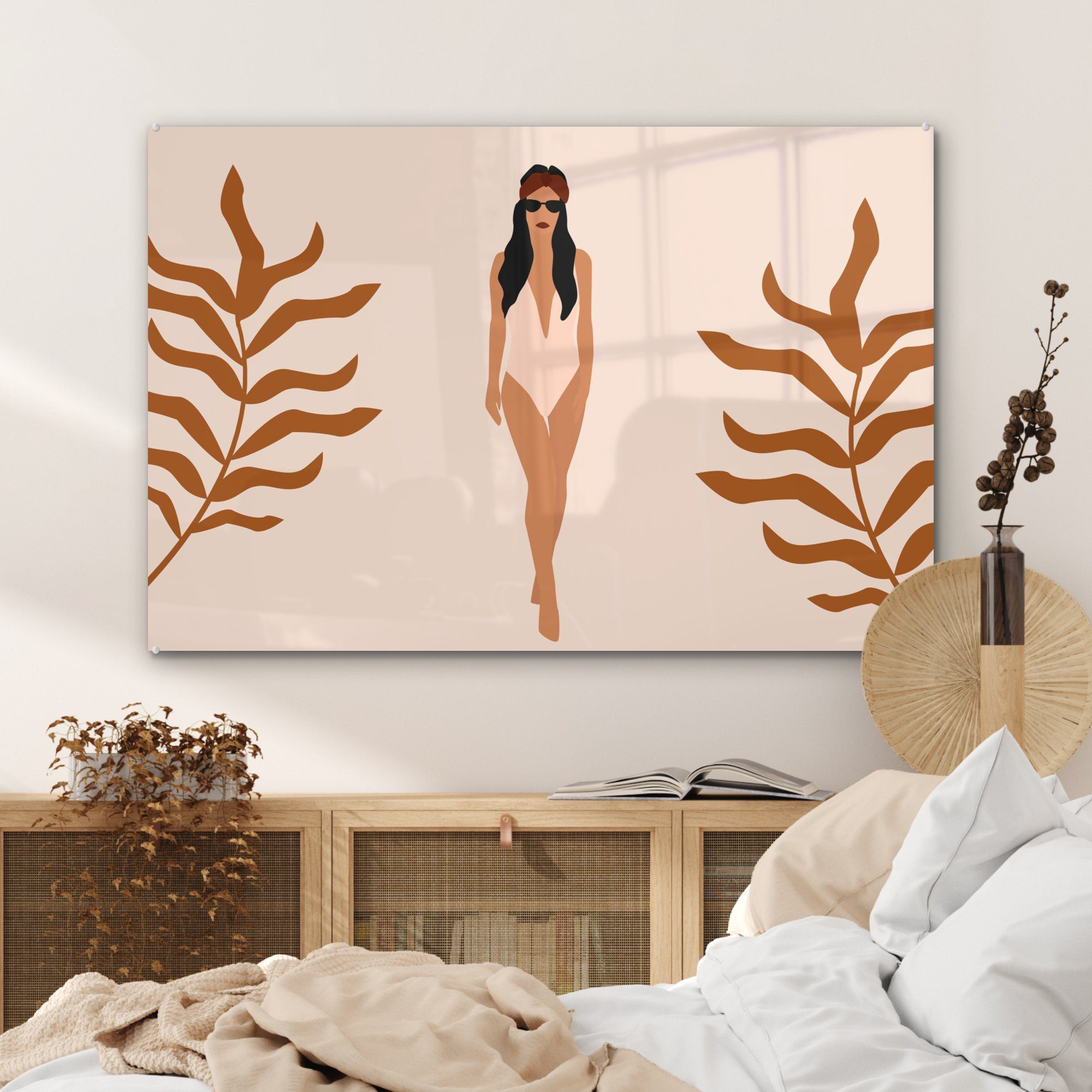 Pastell, Badeanzug Wohnzimmer Sommer - Acrylglasbilder Schlafzimmer - & MuchoWow Acrylglasbild St), (1